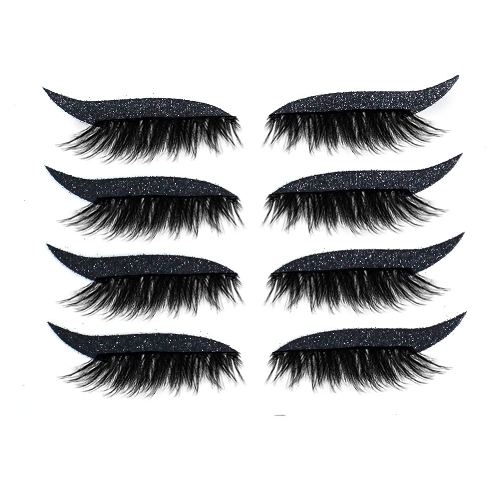4-Pair Reusable Glitter Eyeliner & Eyelash Stickers - 7 Waterproof Colors, Shiny Makeup Stickers for Women & Girls | Easy to Apply & Remove | Perfect for Parties, Cosplay & Daily Makeup Looks