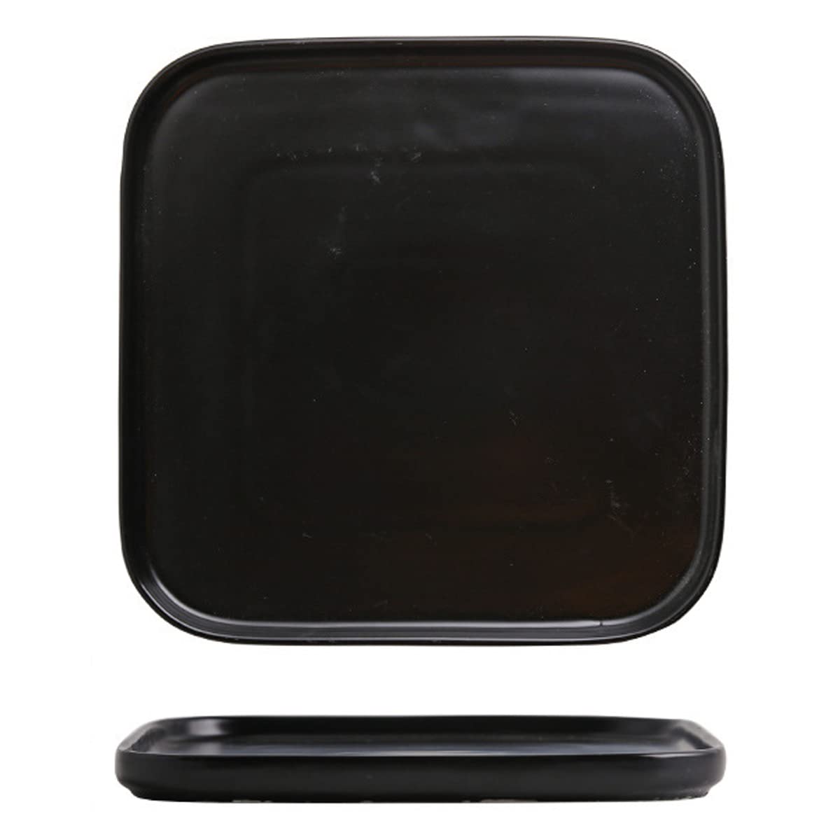 AIYoo 10 Inch Square Porcelain Dinner Plates Set of 2 - Black Ceramic Plates for Dessert, Salad & Serving | Microwave, Oven & Dishwasher Safe | Perfect for Kitchen, Restaurant & Dinner Parties