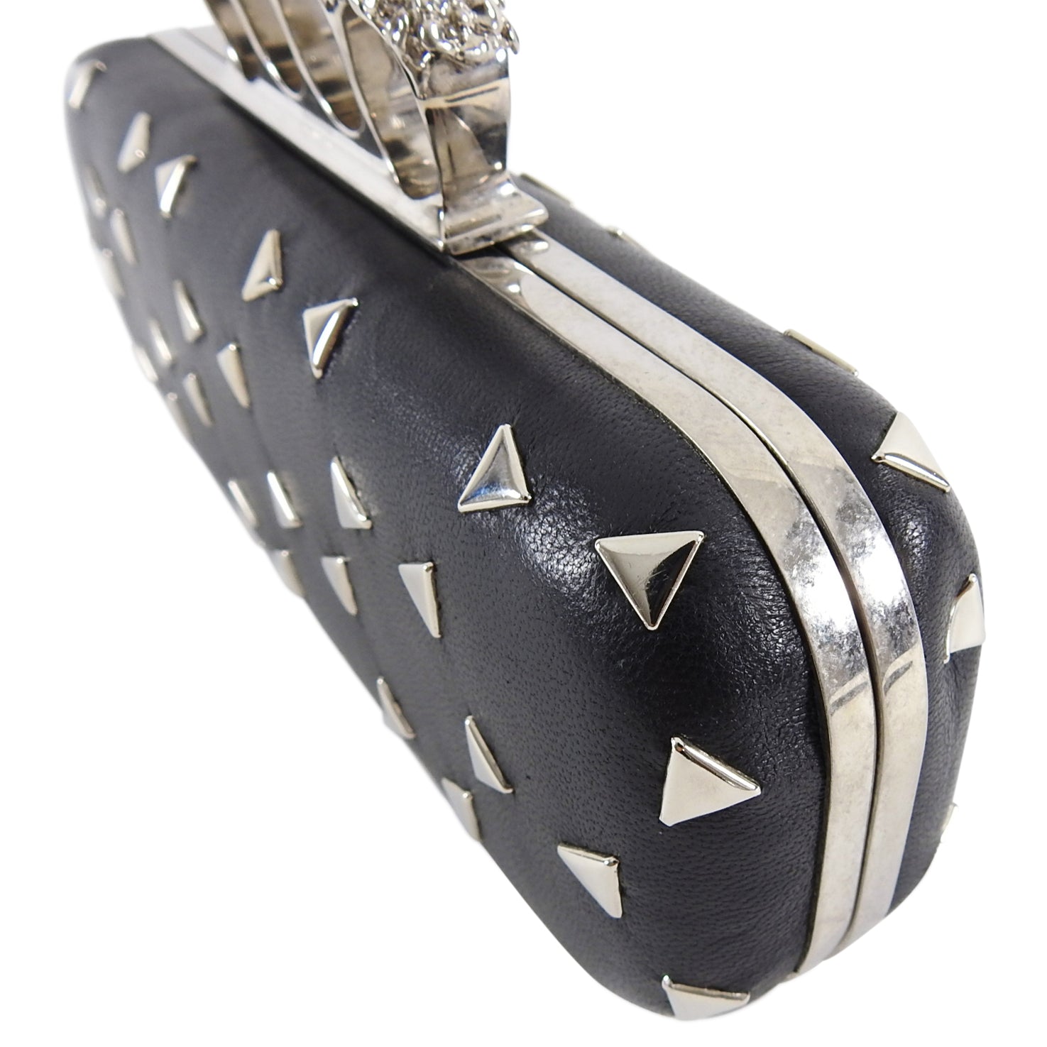 Alexander McQueen Black Stud Knuckle Duster Clutch Bag for Women - Stylish Evening Clutch with Metal Studs for Parties, Weddings & Night Out
