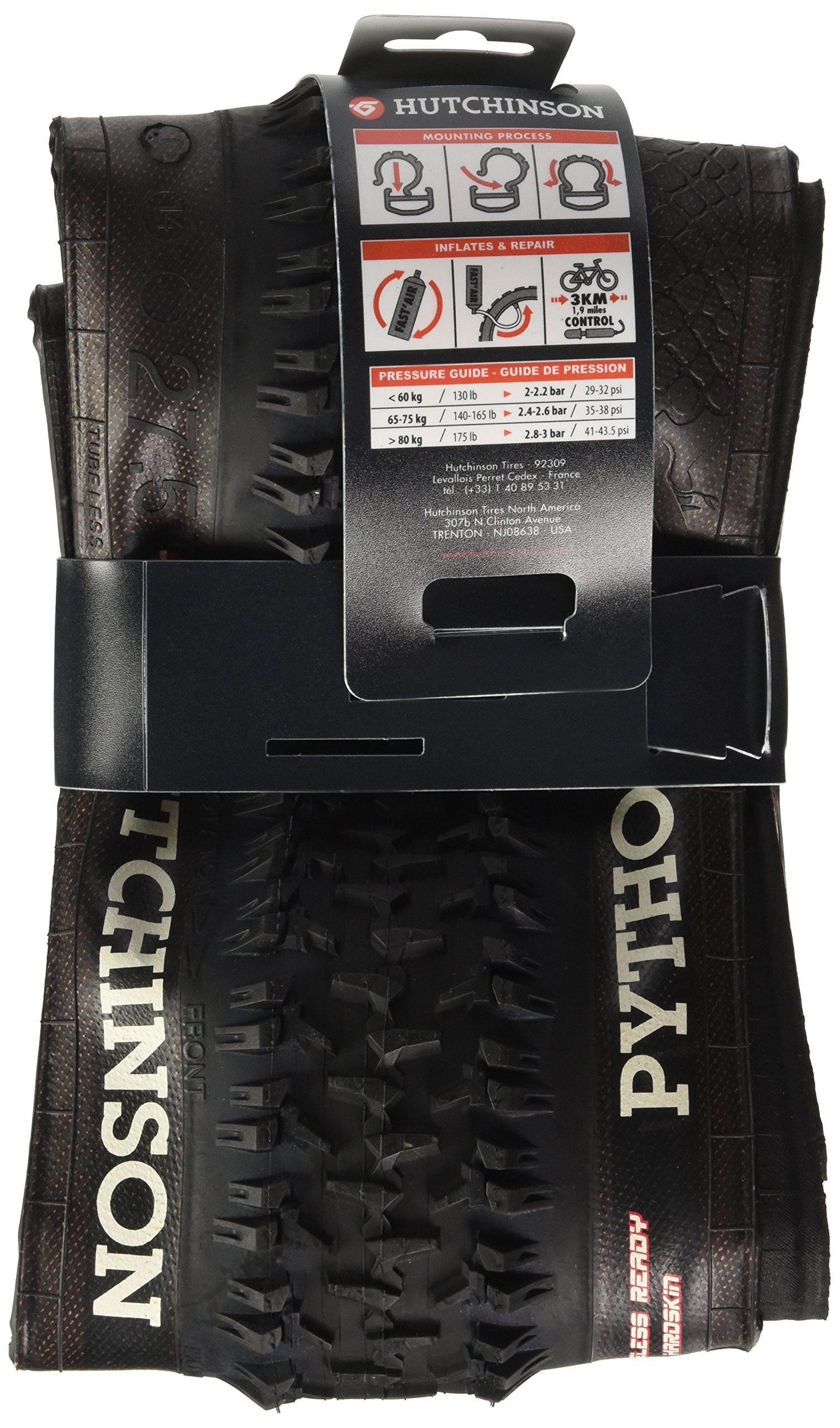 Hutchinson Python Tubeless Ready 650B Foldable Bike Tires, 27.5 x 2.2 Inch, Black - Perfect for Mountain Biking, Trail Riding, and Off-Road Adventures