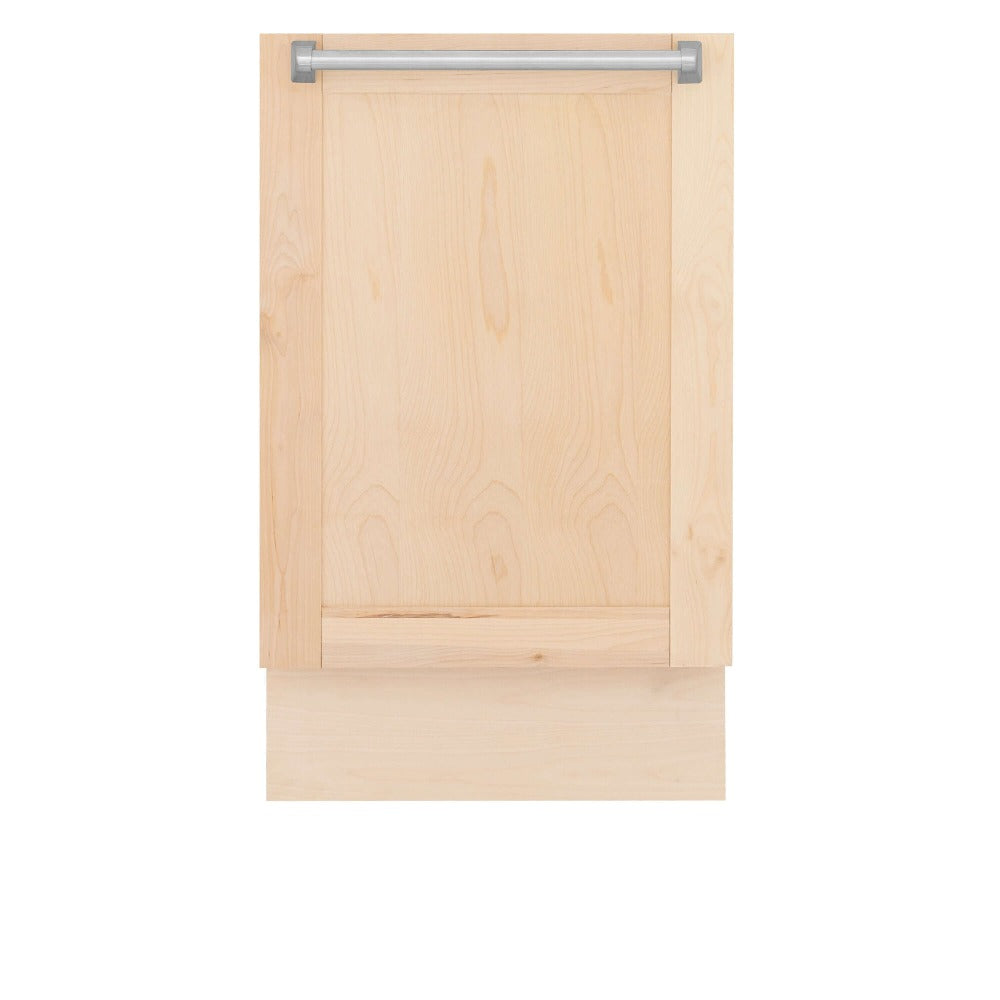 ZLINE 18 Inch Tallac Series 3rd Rack Top Control Built-In Dishwasher - Unfinished Wood with Traditional Handle, 51dBa (DWV UF 18) | Energy Efficient Kitchen Appliance for Modern Homes
