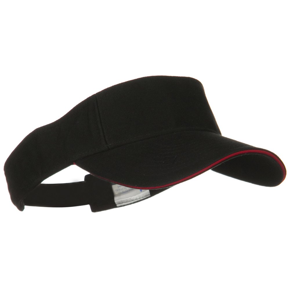 Prostyle Cotton Twill Washed Sandwich Visor Cap - Black & Red (Size W38S37F) for Outdoor Sports, Golf, Running and Sun Protection