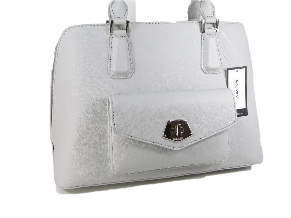 NINE WEST Women's Crossbody Purse with Logo - Skylight Gray Rock & Lock Satchel Handbag for Everyday Use, Work & Travel
