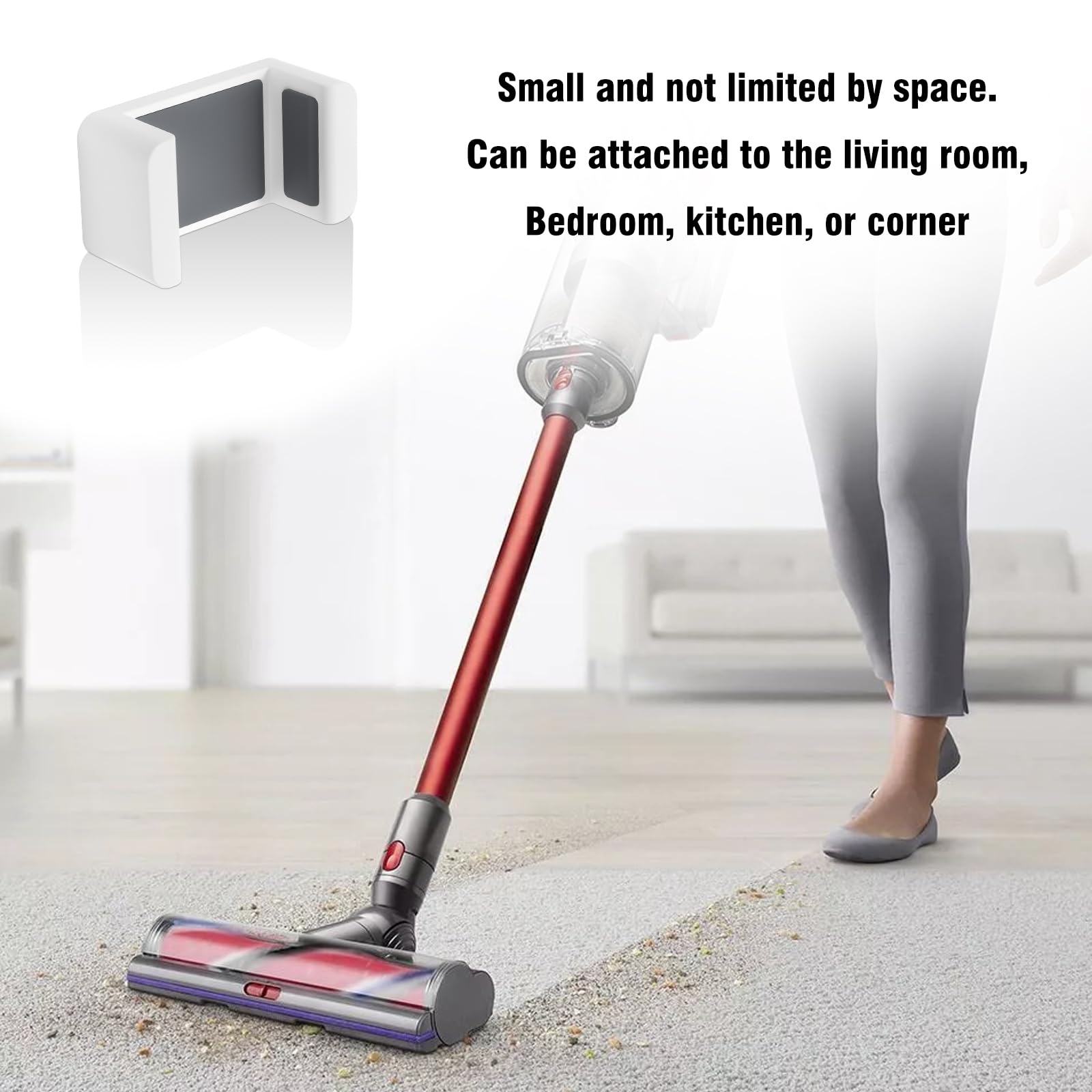 Dyson V7 V8 Vacuum Cleaner Wall Mount Stand - Storage Holder & Bracket Organizer for Dyson V7 V8 (White) | Perfect for Garage, Laundry Room & Closet Organization