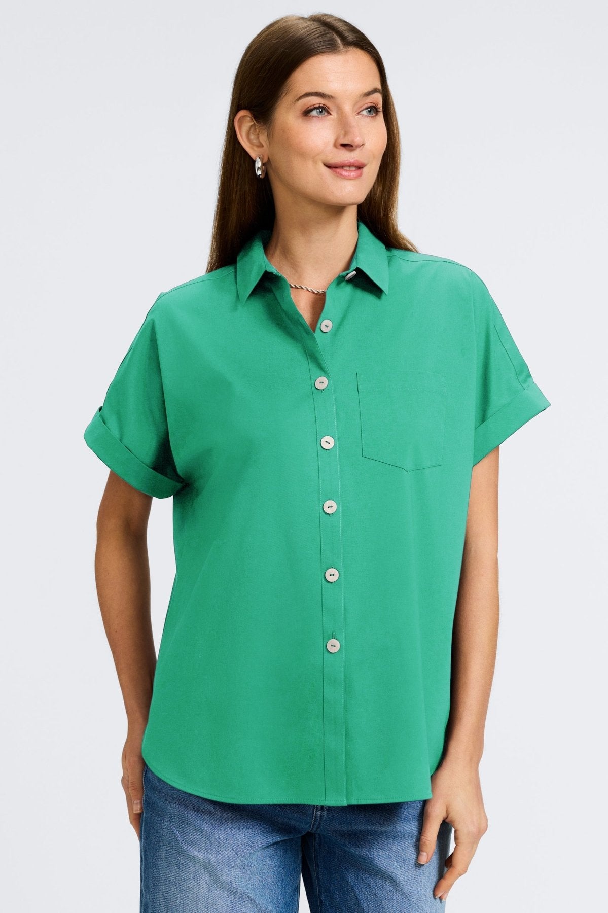 Abigail No Iron Stretch Short Sleeve Shirt - Wrinkle-Free Comfortable Blouse for Women | Perfect for Office, Travel & Casual Wear