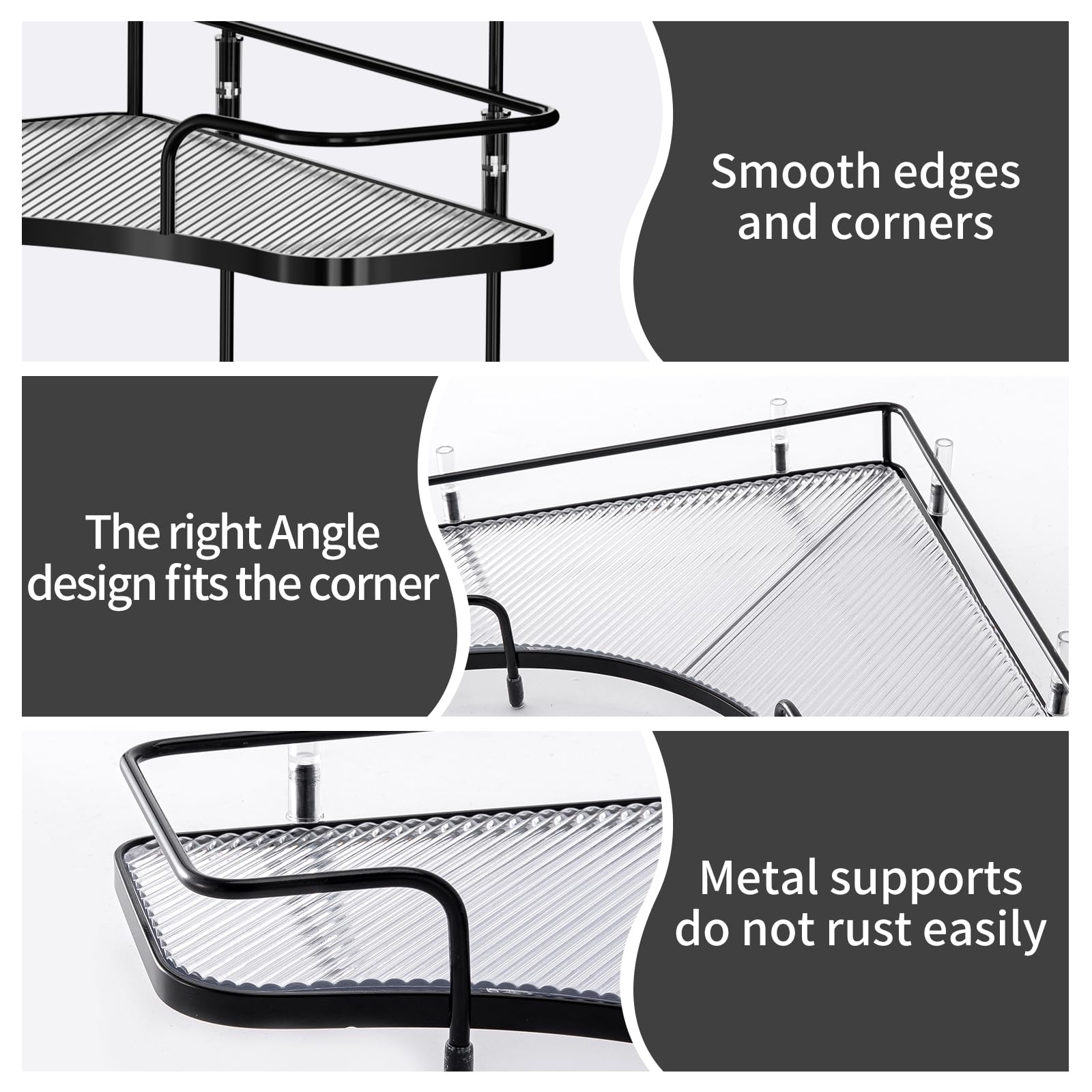 2 Tier Corner Bathroom Counter Organizer - Cosmetic & Skincare Storage Shelf - Vanity Perfume Tray - Kitchen Spice Corner Shelf | Perfect for Small Bathroom, Makeup Vanity & Kitchen Counter Organization