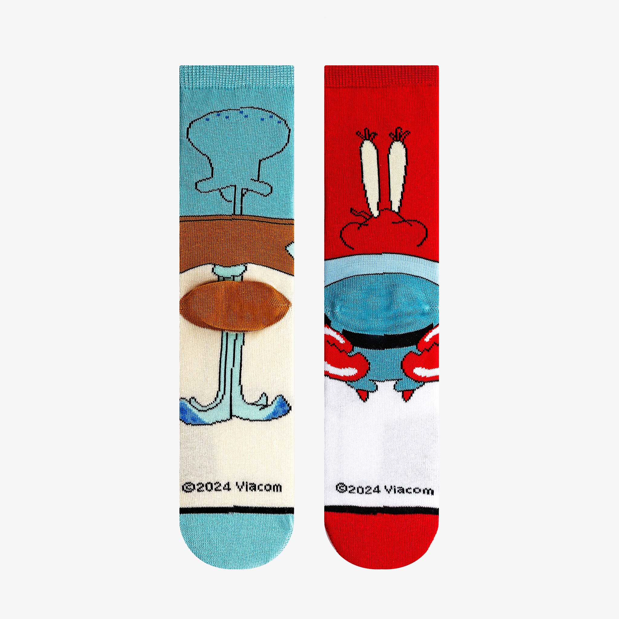 Odd Sox Nickelodeon Kids Socks - SpongeBob & TMNT Ninja Turtles Crew Socks (Size 7-10) | Fun Cartoon Character Socks for Boys & Girls - Perfect for School, Play & Costume Outfits