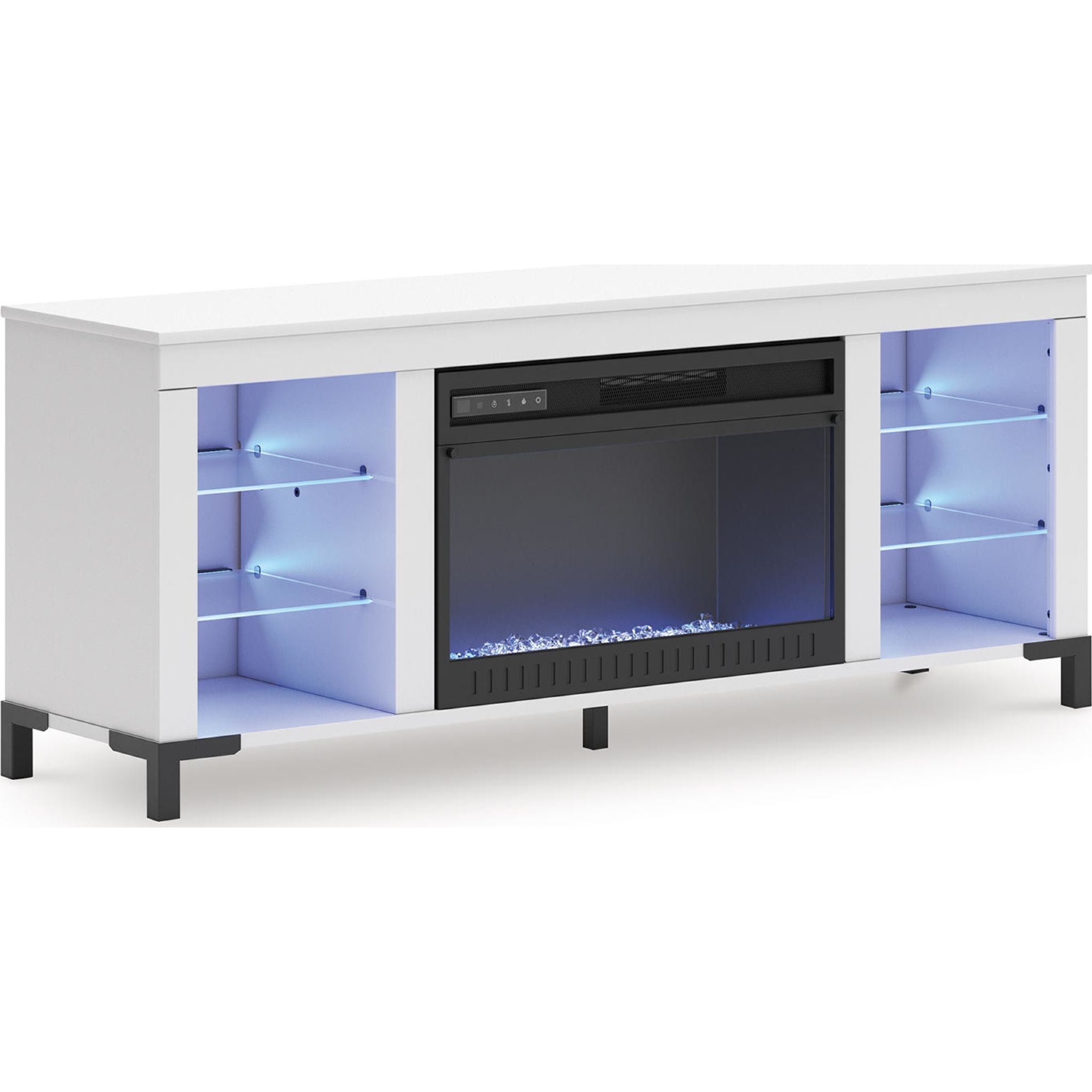 Modern White TV Stand with Electric Fireplace - Stylish Entertainment Center for Living Room, Bedroom & Home Theater