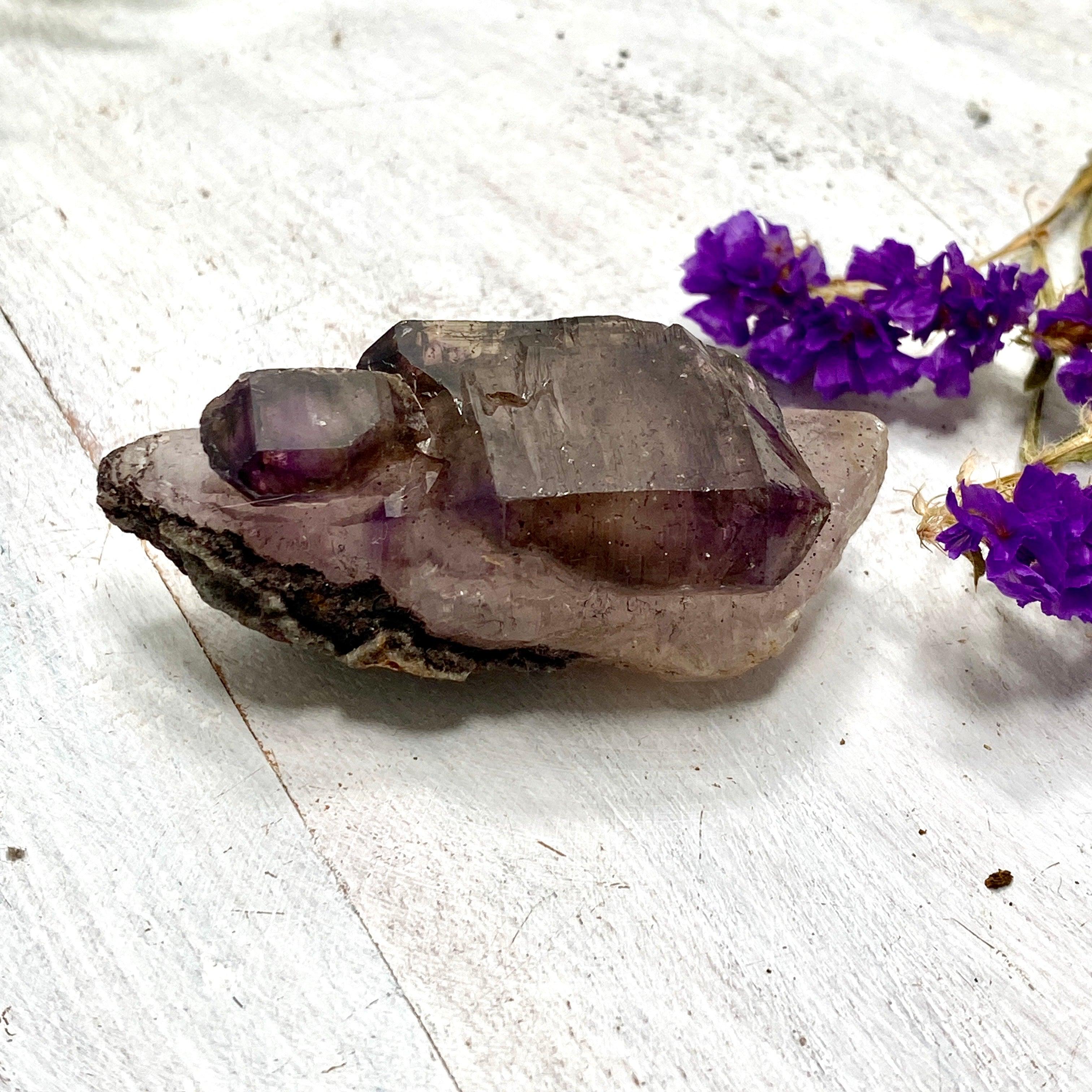 Natural Smokey Amethyst Quartz Crystal from Chiredzi, Africa - Healing Stone for Meditation, Yoga & Spiritual Growth (CR3176)