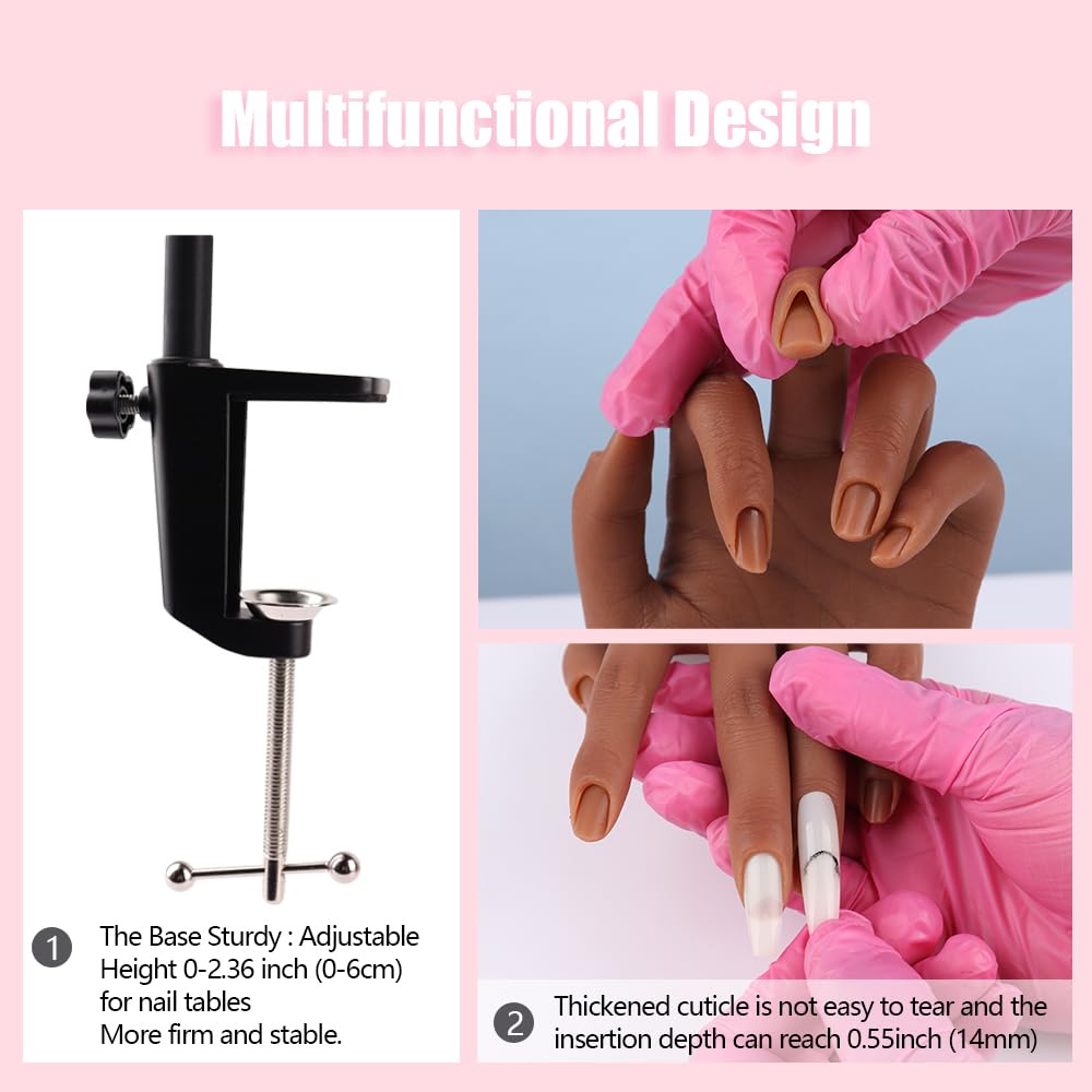 Professional Silicone Practice Hand for Acrylic Nails - Adjustable Mannequin Hand for Nail Art Training, Perfect for DIY Nails, Beginners & Salon Artists - Ideal for Home Practice, Nail School & Professional Use