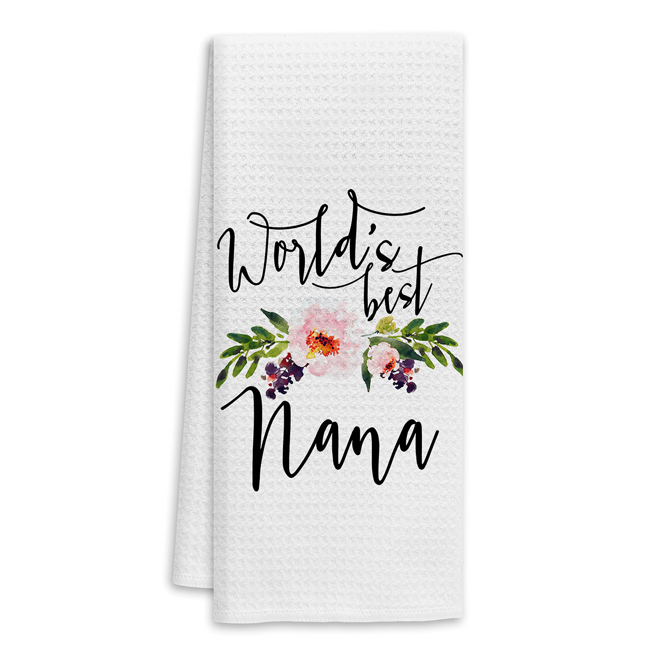 World's Best Nana Floral Bath Towel - Funny Sweet Gift for Grandma from Granddaughter/Grandson - Soft Decorative Towel for Bathroom, Mother's Day & Housewarming Gifts