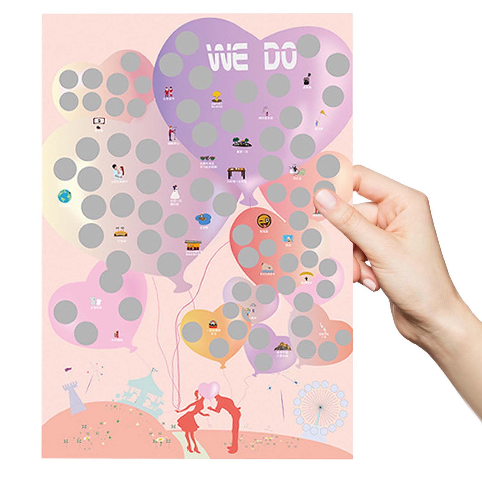 Puledow 100 Dates Scratch Off Poster - Romantic Couples Bucket List Game for Date Nights & Anniversary Gifts (No Frame Included) - Perfect for Valentine's Day, Anniversaries, and Relationship Building Activities