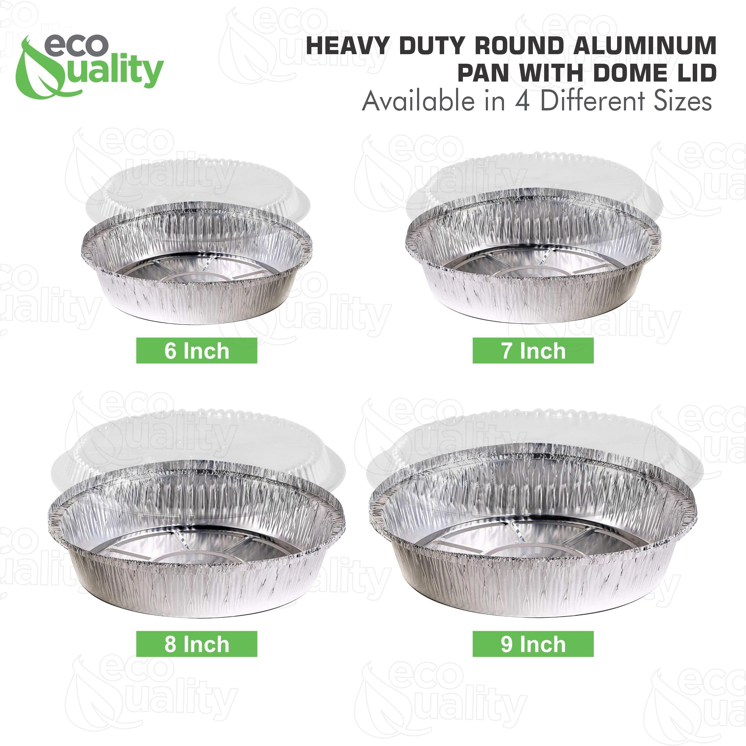 EcoQuality 8-Inch Disposable Aluminum Foil Pans with Plastic Lids - 400 Pack for Baking, Cooking, Catering, Restaurants & Parties | Perfect for Meal Prep, Leftovers, Takeout & Food Storage