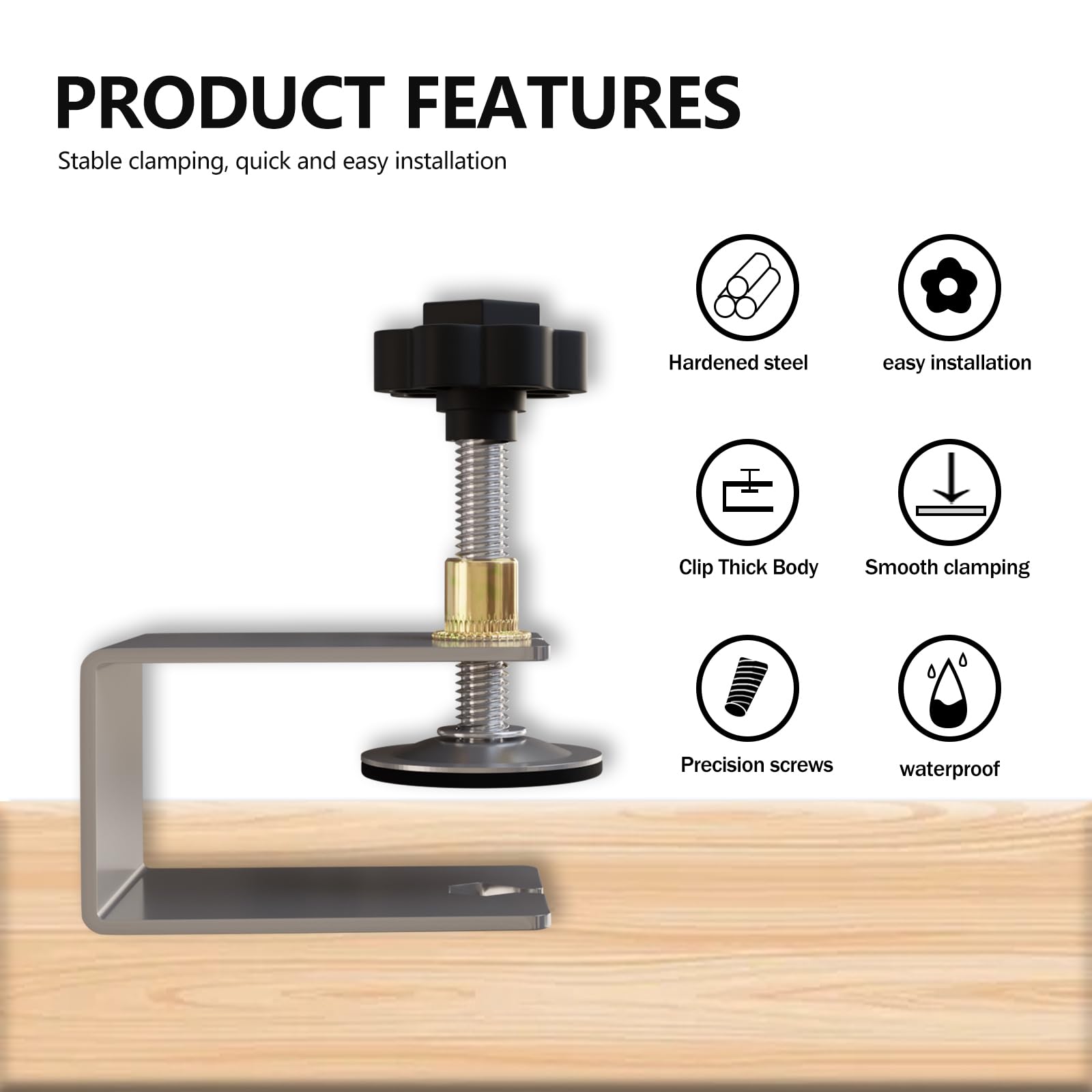 CSOOM Drawer Front Installation Clamps Set - Woodworking Clamps with Countersink Drill Bits, PH2 Impact Drill Bits & Free Screws - C-Shaped Cabinet Hardware for DIY Home Improvement & Furniture Assembly