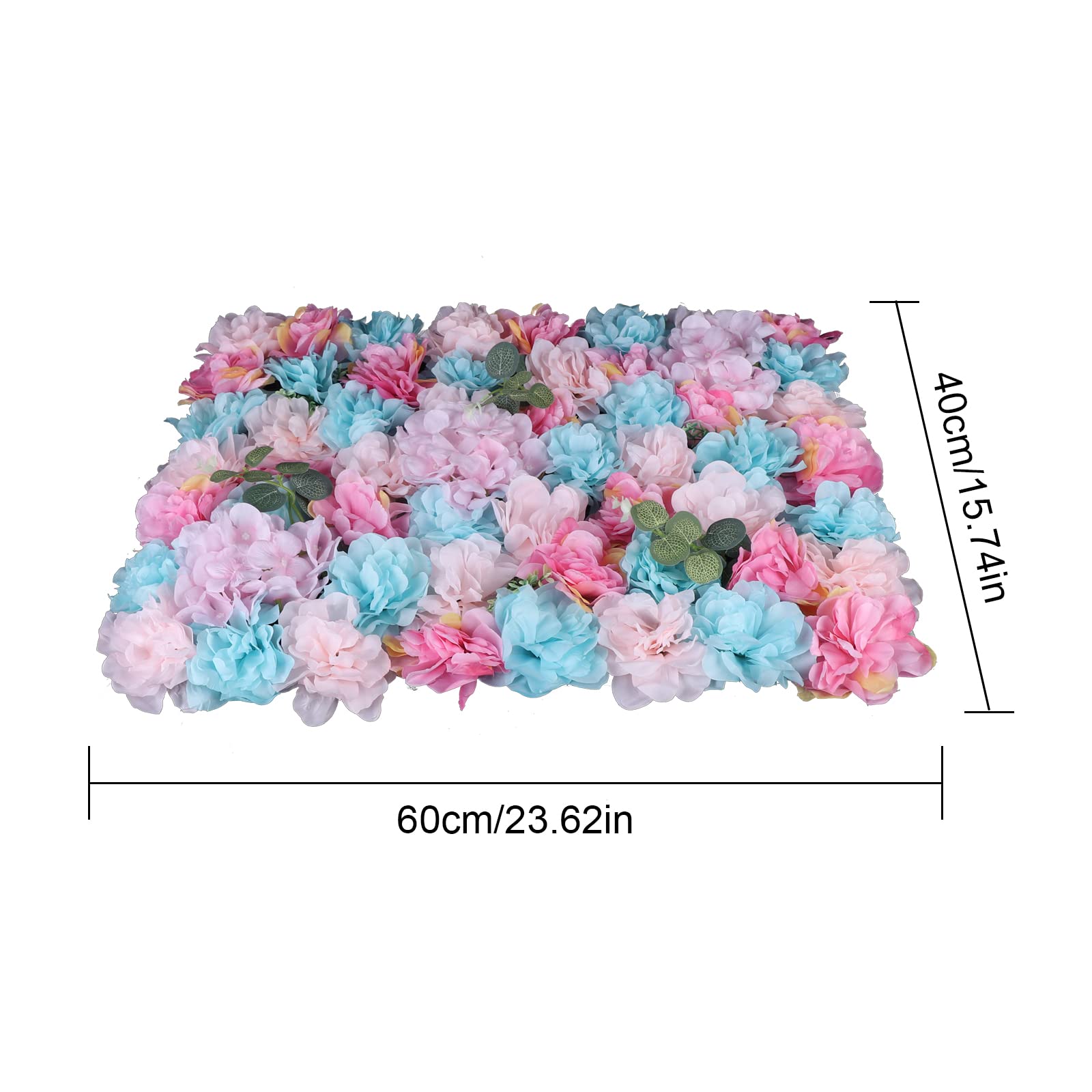 12 Pcs Artificial Rose Flower Wall Panels - 60x40cm Fake Floral Backdrop for Wedding, Party, Home Decor, Romantic Bouquet Wall Decoration | Perfect for Photo Booth, Baby Shower & Event Backgrounds