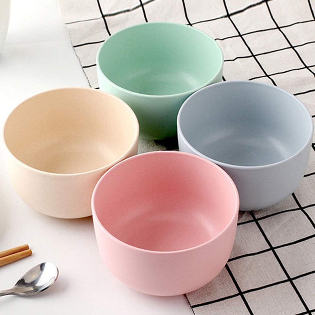 DOITOOL 4-Piece Bamboo Soup Bowls Set - Lightweight, Eco-Friendly Fiber Rice Bowls for Asian Cuisine, Salads, and Home Dining