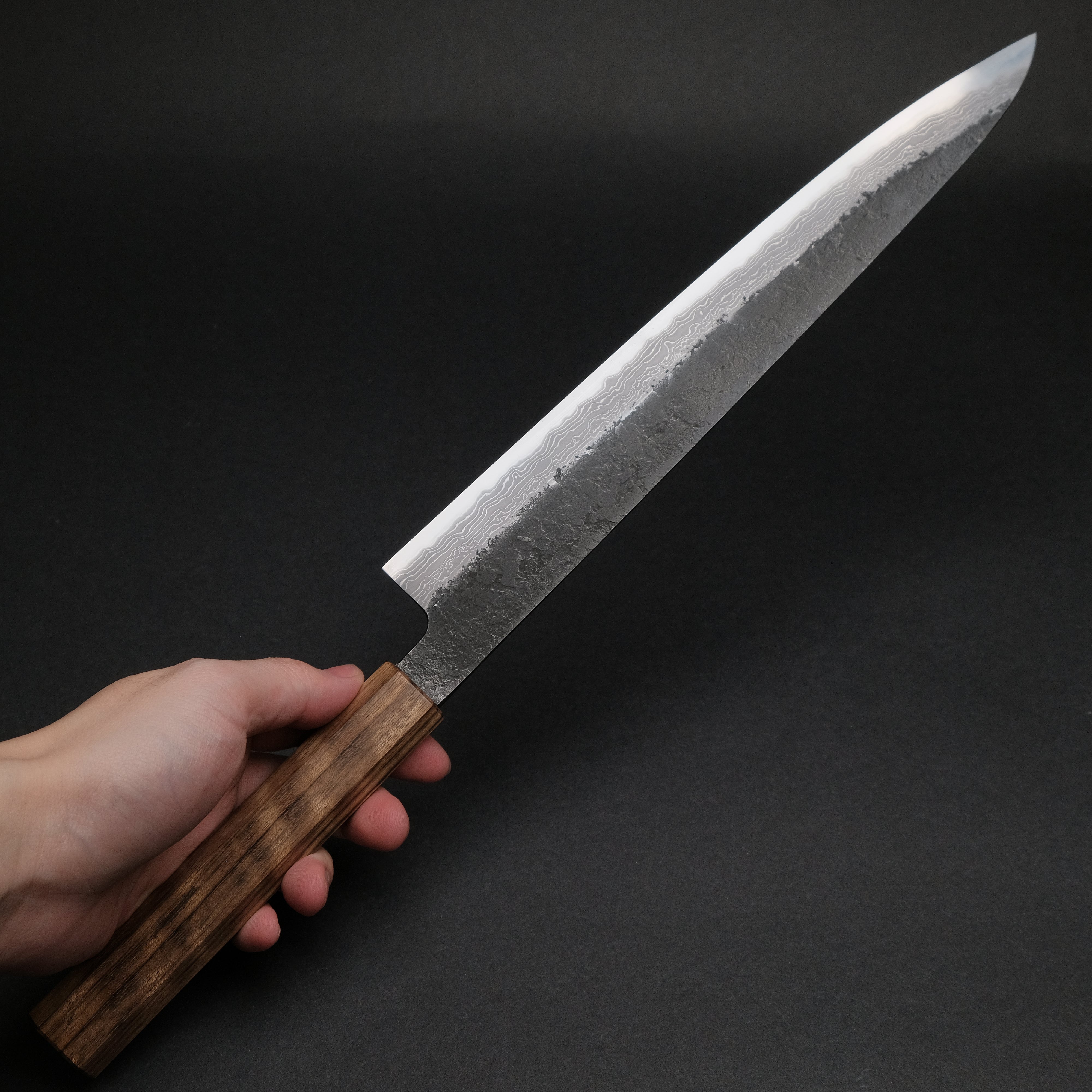 Premium Ajikataya White #2 Nashiji Damascus Sujihiki 270mm Japanese Slicing Knife with Octagonal Magnolia Wood Handle (#37) - Perfect for Sushi, Sashimi & Meat Carving