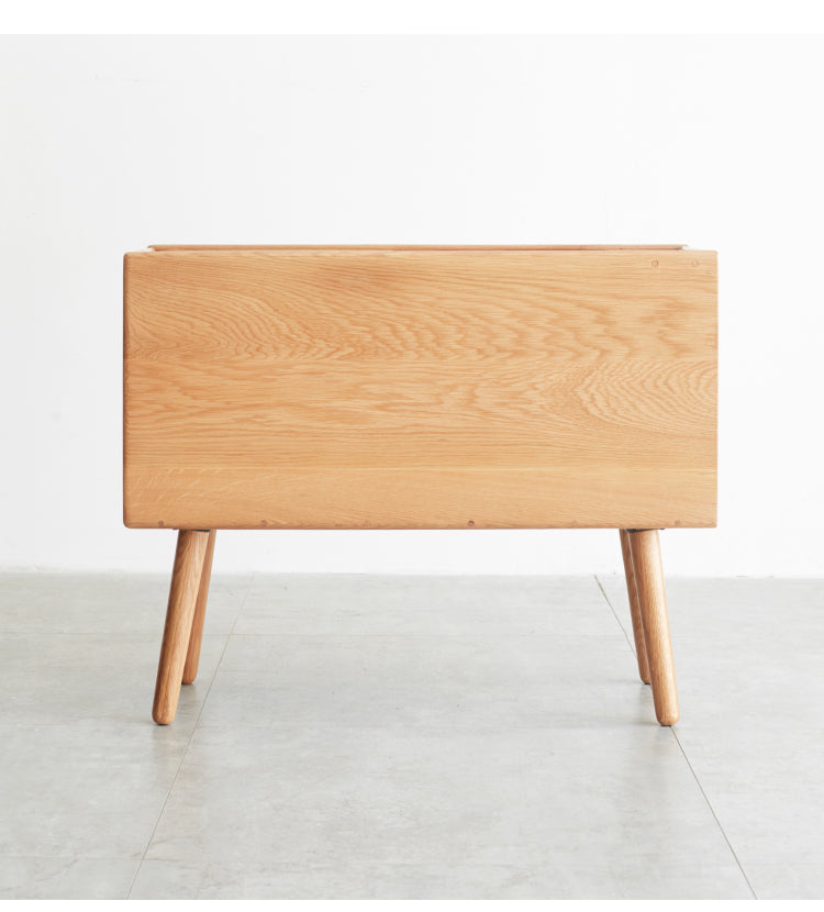 Solid Oak Narrow Side Table with Flip Door Storage - Rustic Wood End Table for Living Room, Bedroom & Entryway - Compact Console Cabinet for Small Spaces