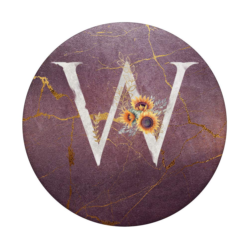 Sunflower 'W' Monogram PopSocket Grip & Stand - Cute Phone Accessory for Women, Perfect for Everyday Use, Travel, and Work