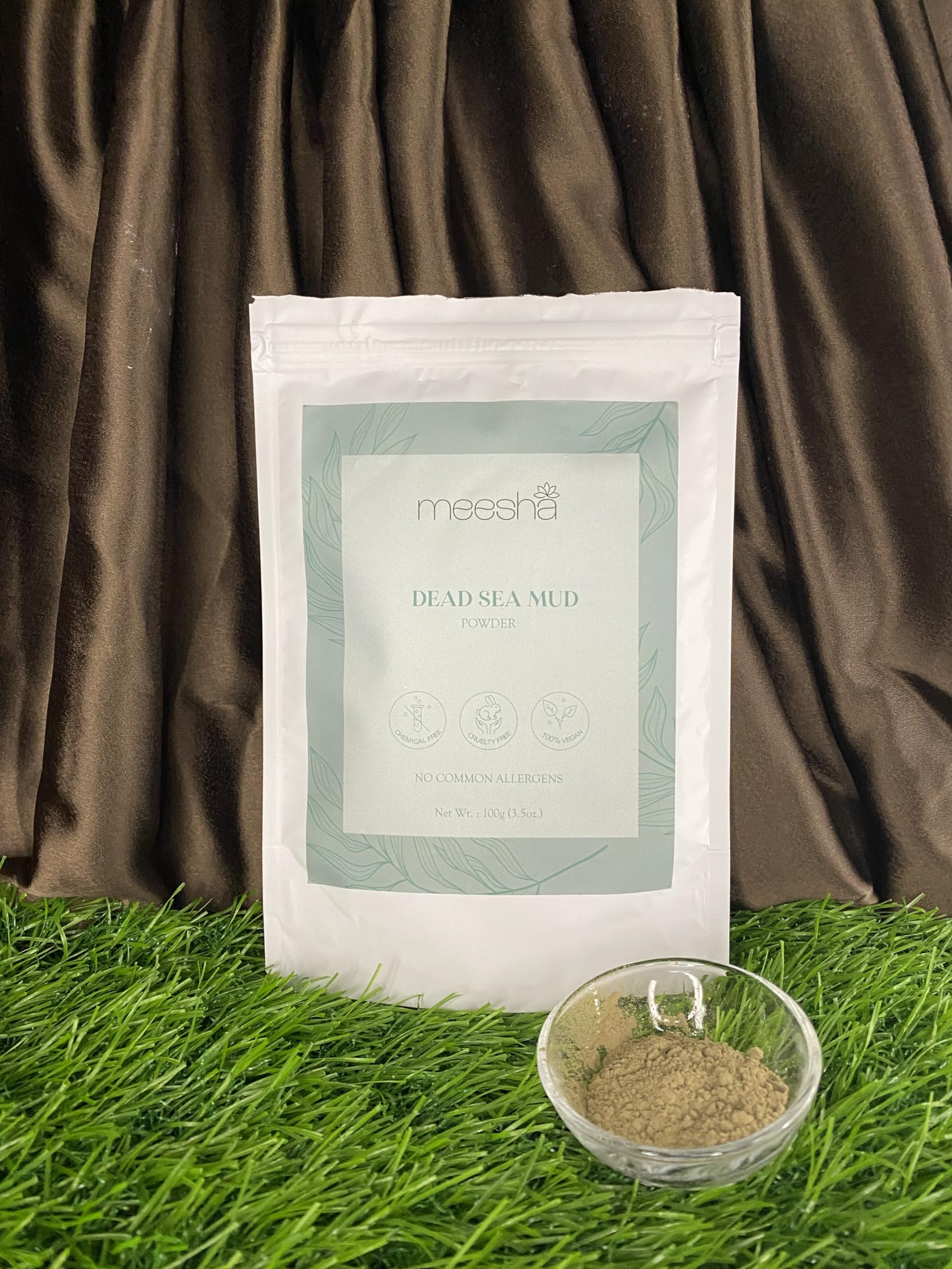 **Meesha Dead Sea Mud Powder - 3.5 oz (100g) | Natural Exfoliating, Detoxifying & Hydrating Clay for DIY Face & Body Masks | Spa & Skincare Treatment | 100% Pure for Glowing Skin - Perfect for Home Spa, Acne Care & Relaxation**