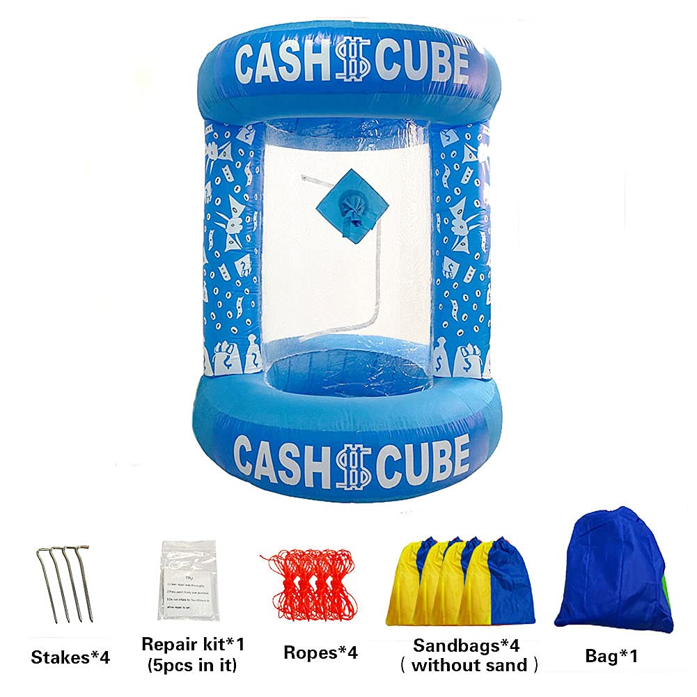 Inflatable Cash Cube Booth Machine - 3D Money Grab Game for Parties & Events (Light Blue) - Perfect for Birthday Celebrations, Corporate Events & Fundraisers
