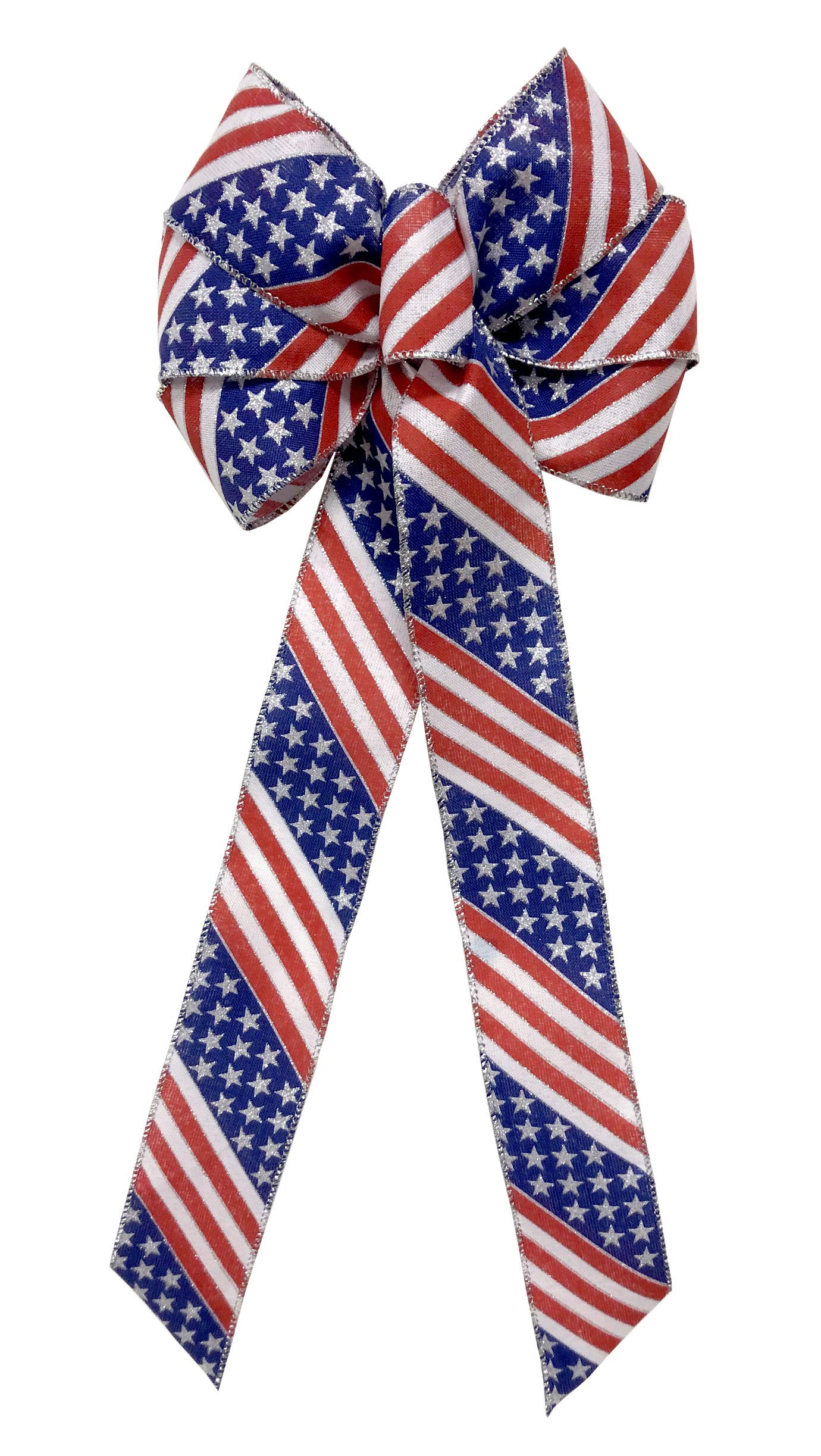 Kasorix Johirim Patriotic US Wired Stars and Stripes Ribbon - 2.5 Inch Wide x 25 Yards - Perfect for 4th of July Decorations, Gift Wrapping, and DIY Crafts