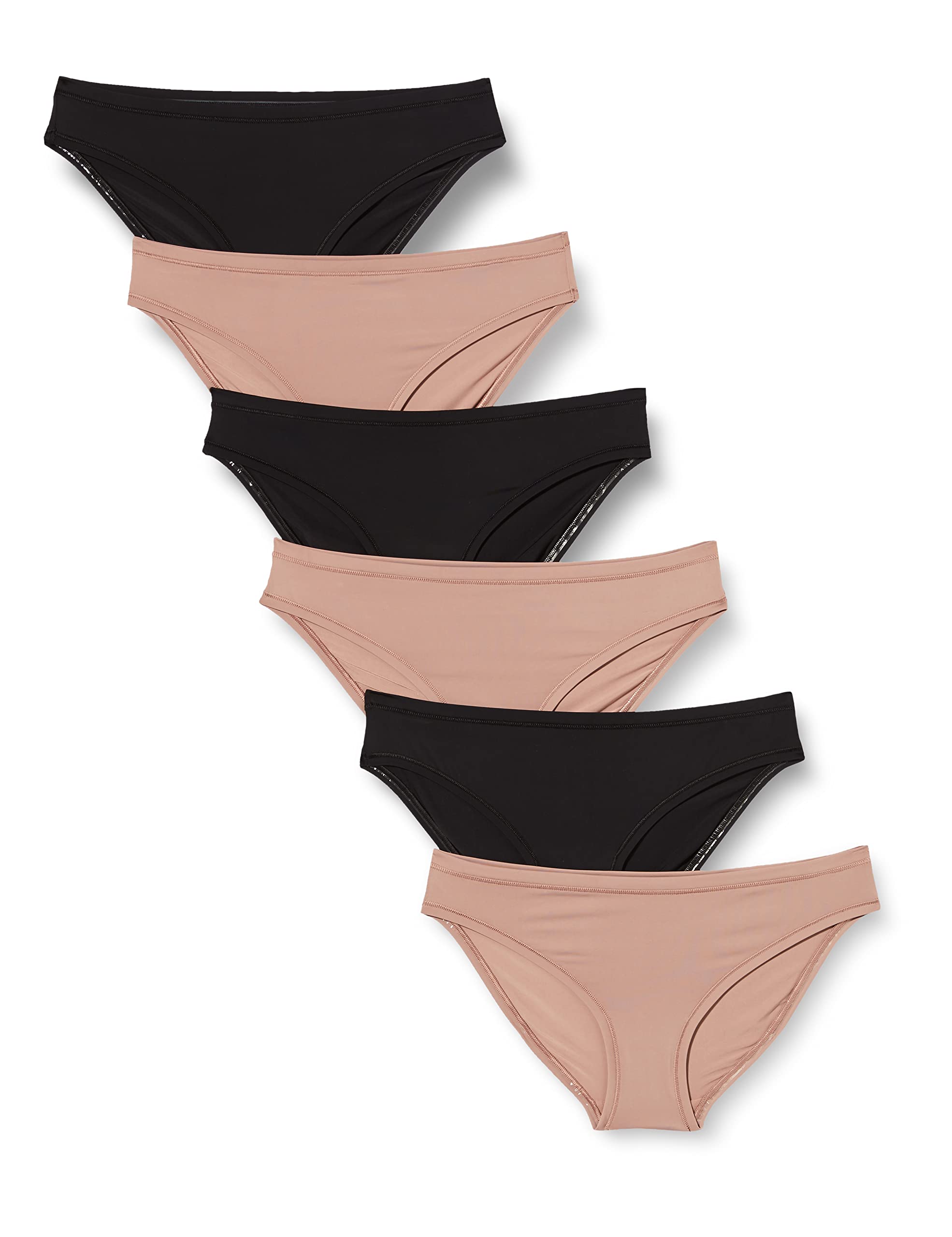 Amazon Essentials Women's Bikini Brief Underwear 6-Pack - Soft Cotton Comfort Underwear for Everyday Wear - Perfect for Work, Travel & Lounge