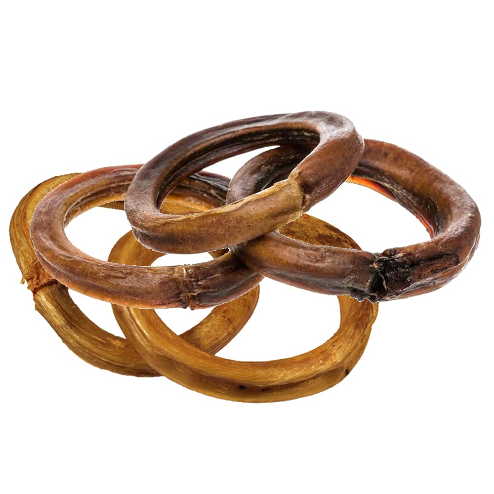 Premium Bully Stick Rings for Dogs - 20 Pack All-Natural Beef Pizzle Dog Chew Treats (4 Inch) - Grain Free, Digestible Rawhide Alternative - Thick Twisted Chew Circles for Aggressive Chewers - Perfect for Training Rewards & Dental Health