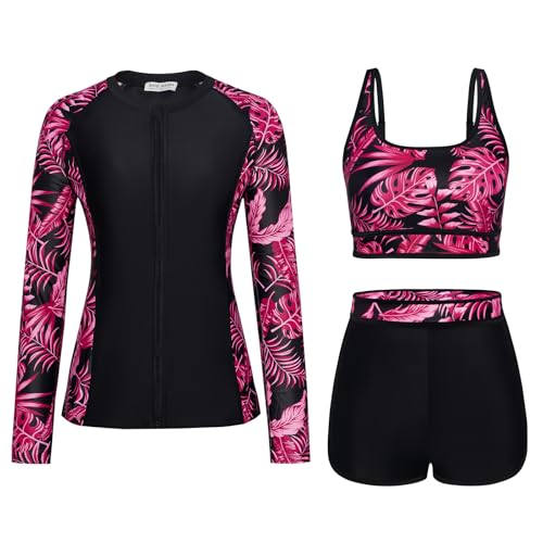 Black-purple&pink Palm Leaf