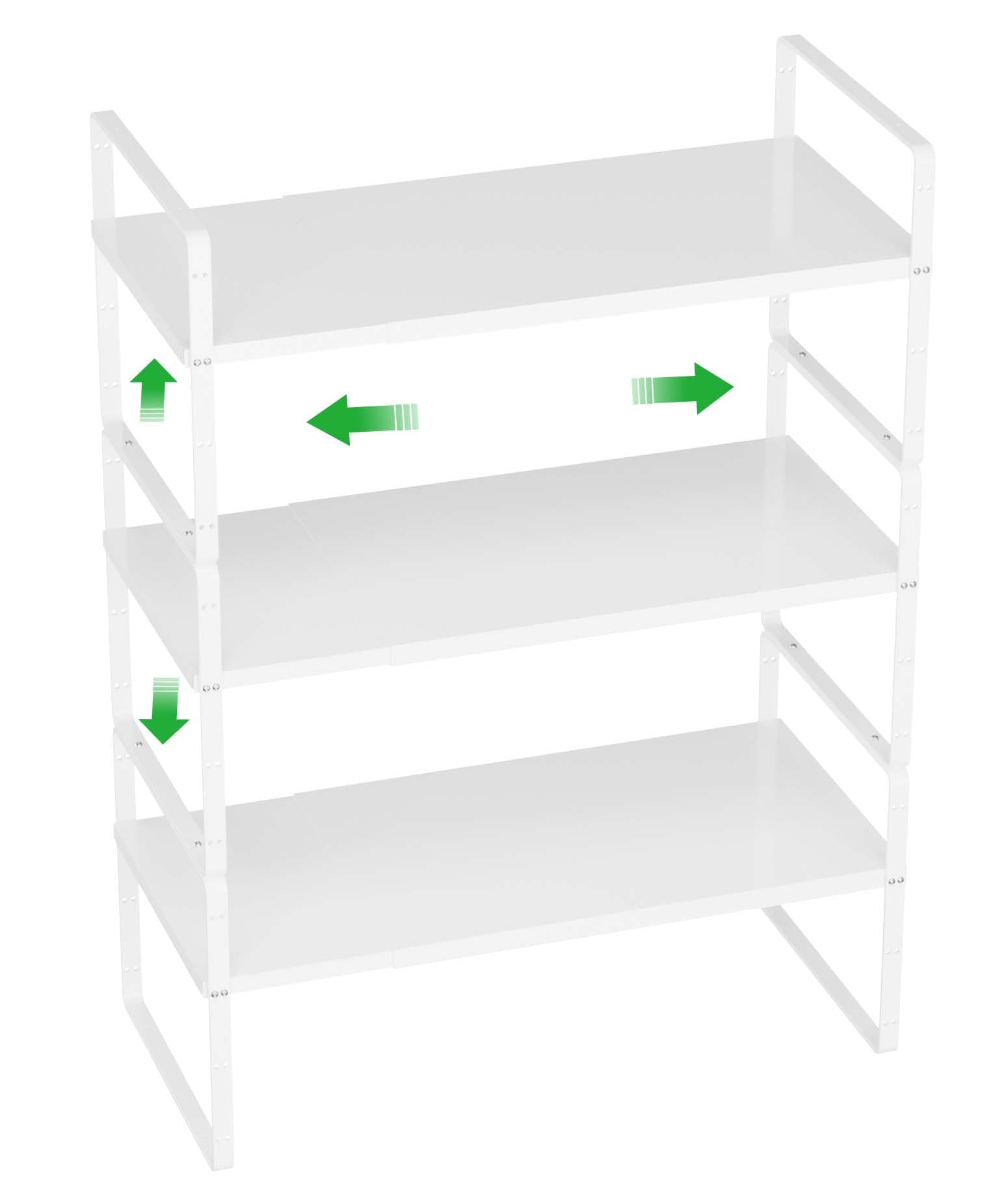 Expandable Cabinet Organizer Shelf - Stackable Pantry & Spice Rack for Kitchen, Bathroom, Under Sink & Office Storage - White (8.07