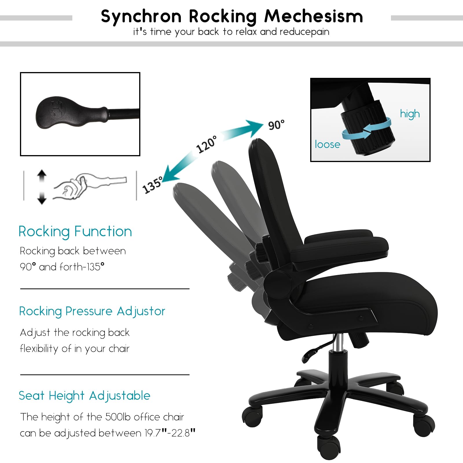 Big and Tall Office Chair 500 lbs - Heavy Duty Ergonomic Desk Chair with Adjustable Lumbar Support & Wide Mesh Seat - Oversized Black Computer Chair for Heavy People - Perfect for Home Office, Gaming, and Long Work Sessions
