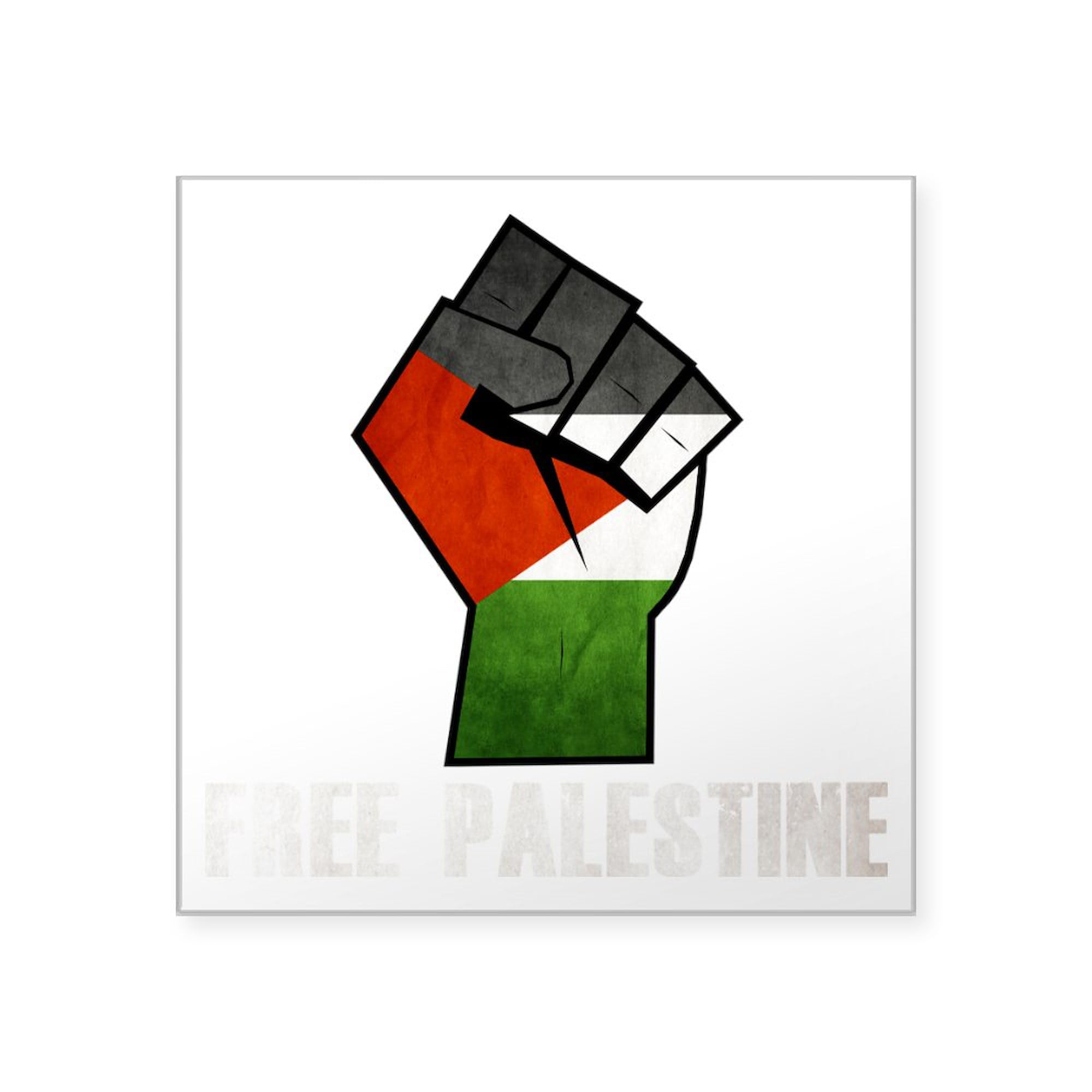 Free Palestine White Square Sticker 3