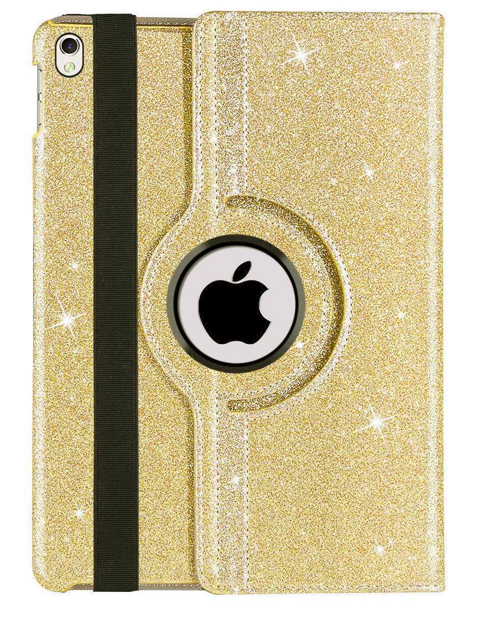 MOBISTAR 360 Rotating Glitter Case for iPad Air 3 (10.5-Inch 2019, 3rd Gen) & iPad Pro 10.5 - Protective Hard Back Shell with Auto Wake/Sleep, Stand Cover - Gold | Perfect for Work, Study & Entertainment