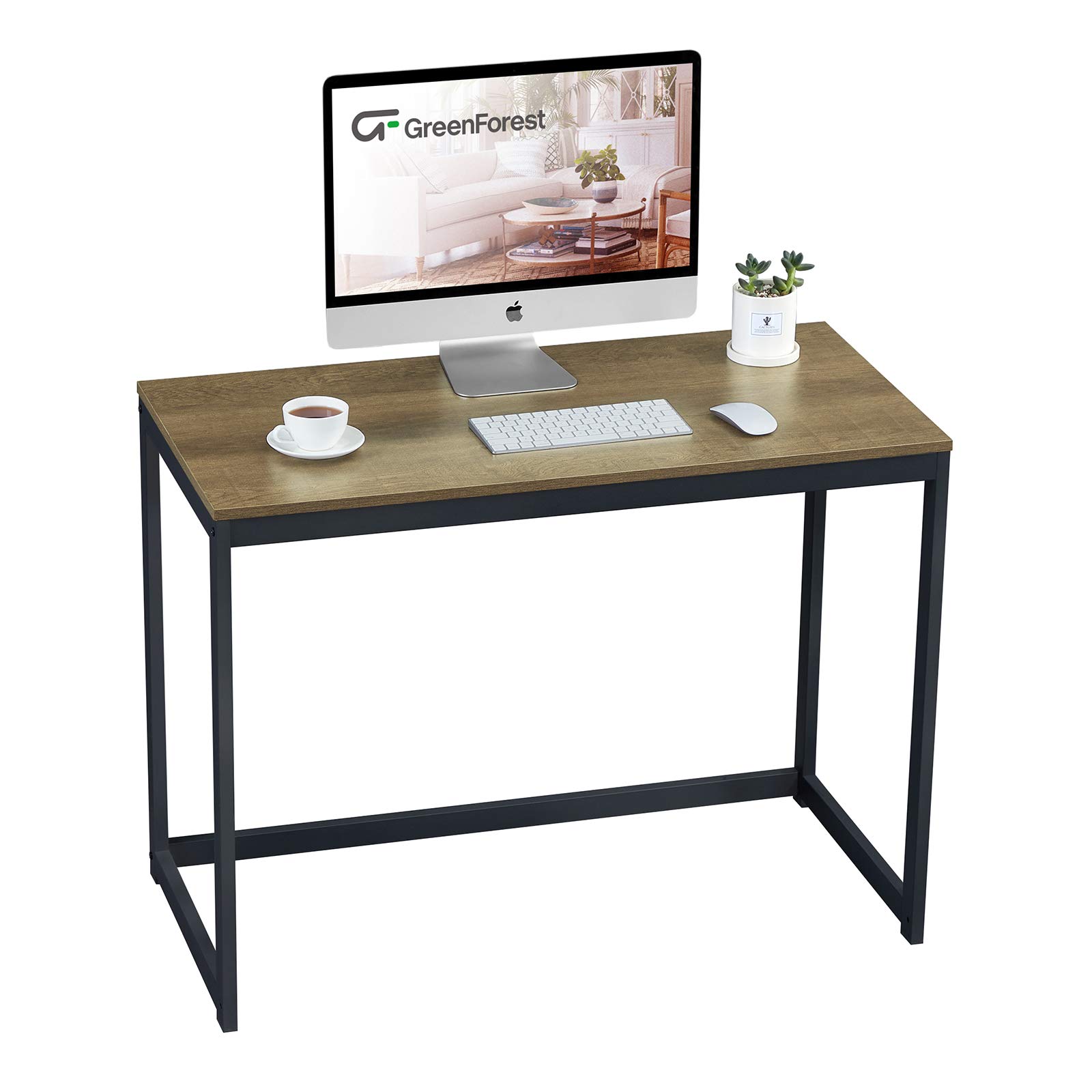 GreenForest 40 Inch Compact Computer Desk for Small Spaces - Modern Home Office Desk, Laptop Study Table & Workstation in Brown - Perfect for Apartments, Dorms & Home Offices