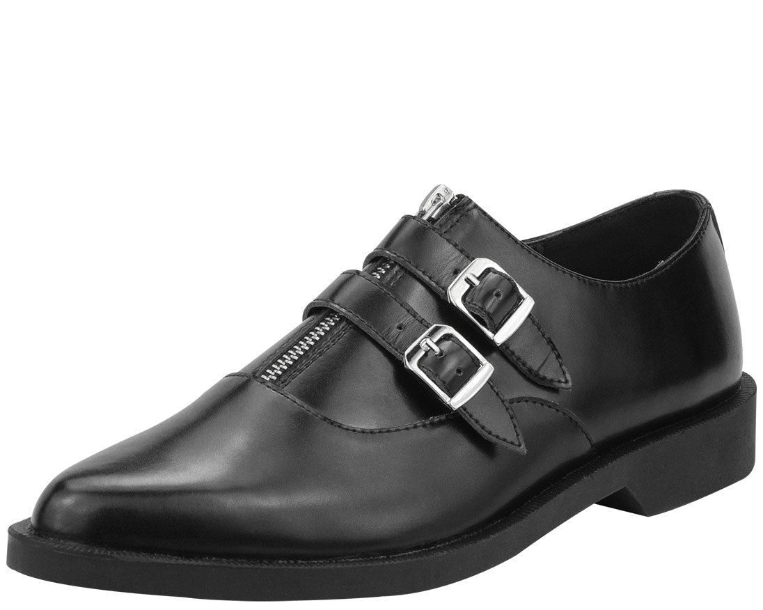 T.U.K Black Zip 2 Buckle Jam Shoe - Punk Rock Ankle Boots for Women & Men - Perfect for Concerts, Night Out & Alternative Fashion