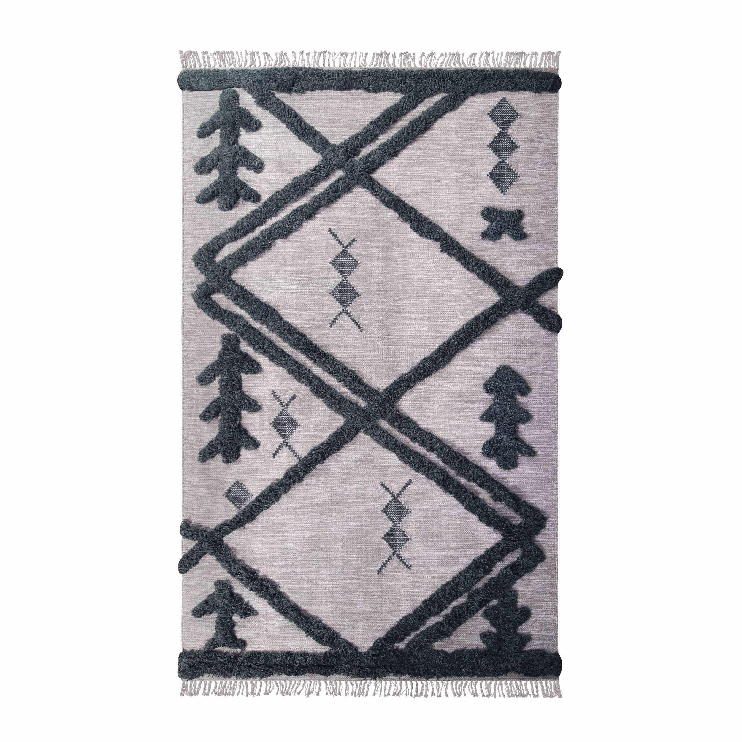 Wakana Southwestern Wool Abstract Line Geometric Fringe Area Rug - Soft Bohemian Decor for Living Room, Bedroom & Office