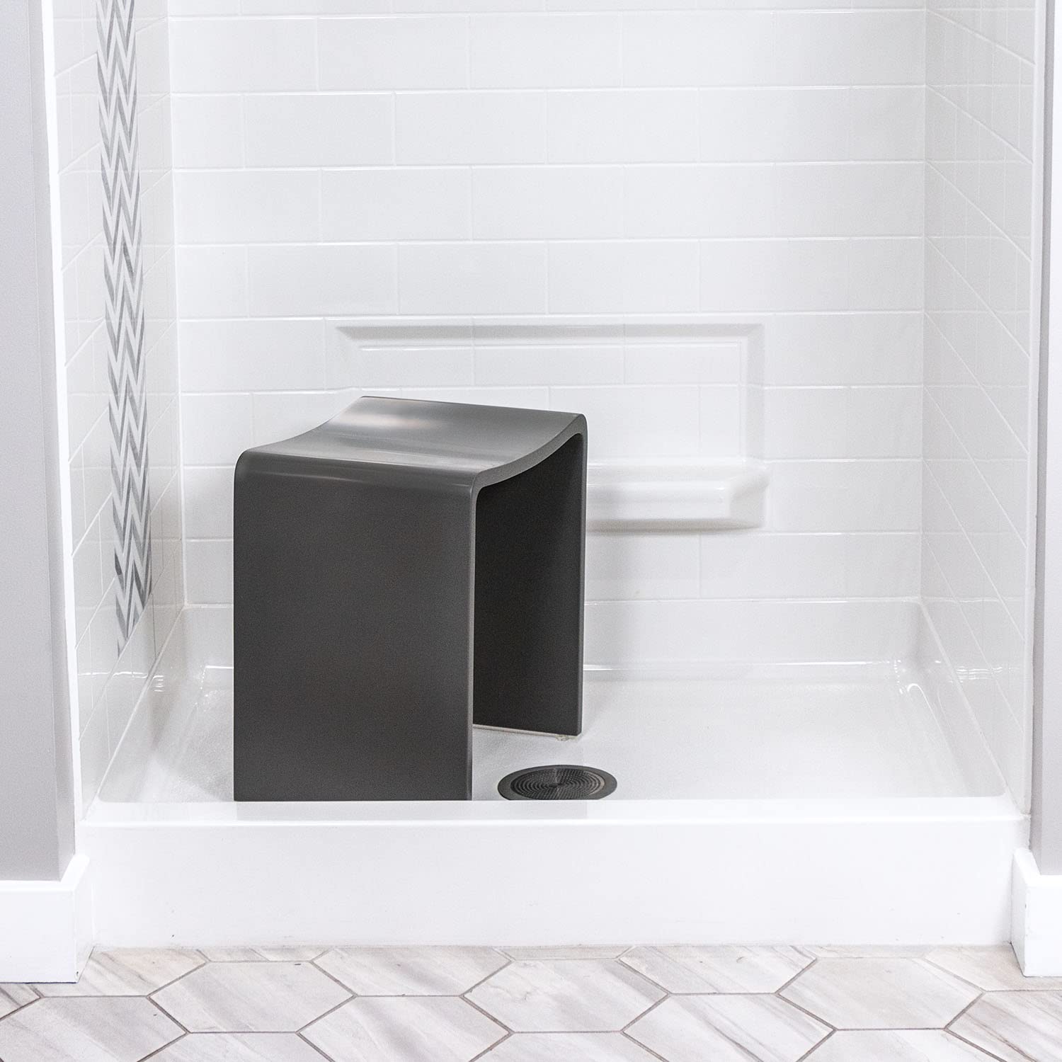 Refine RM2 Waterproof Shower Chair with Non-Slip Seat - 300 lbs Weight Capacity, FSA/HSA Eligible Medical Bath Stool (17