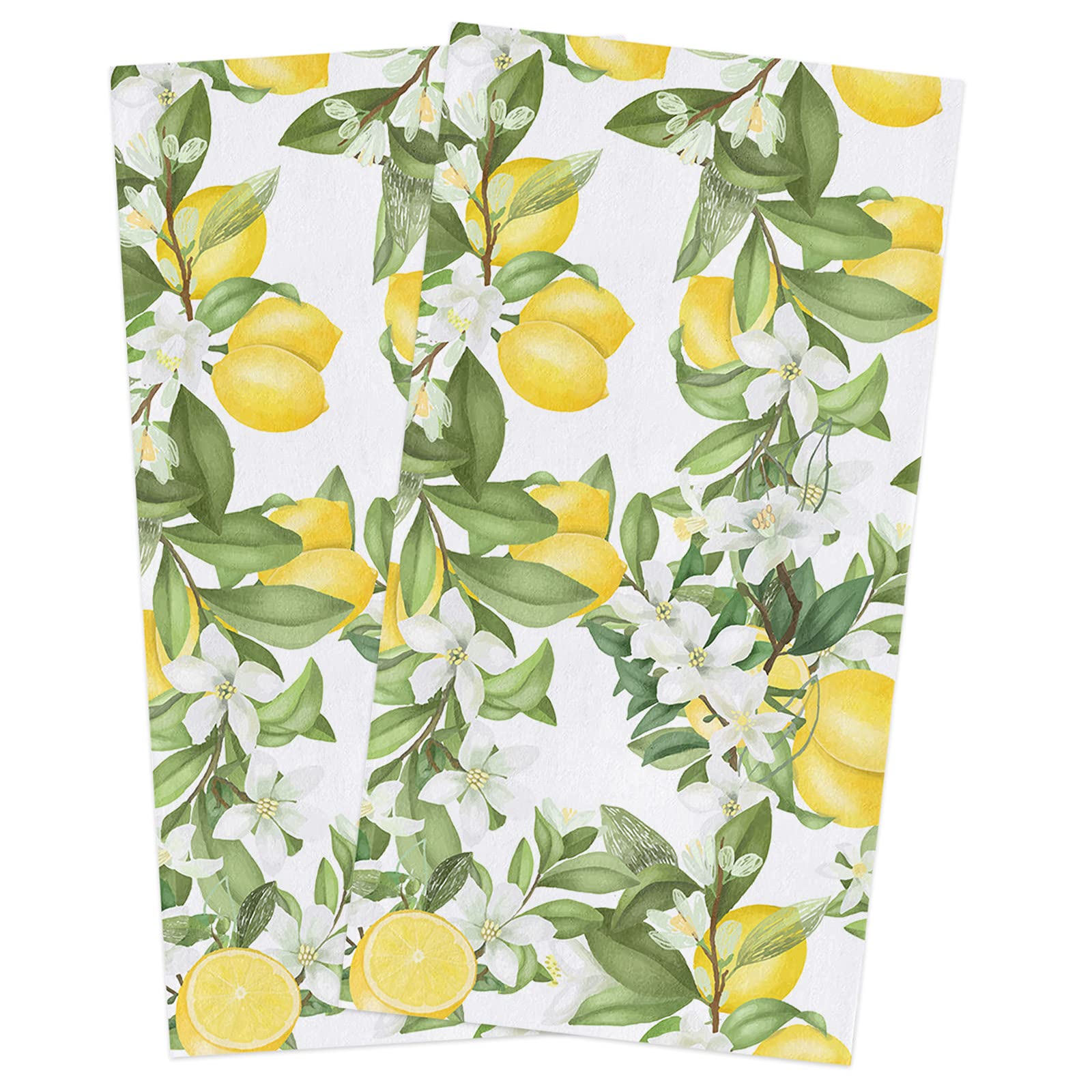 Lemon Floral Microfiber Kitchen Towels - Absorbent & Washable for Home & Bathroom