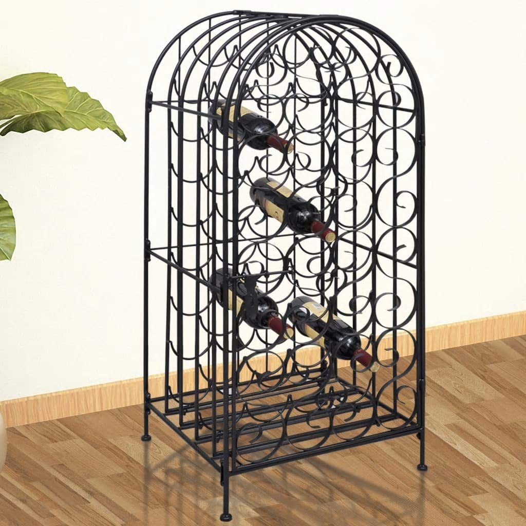 WELLIKEA 35 Bottle Metal Wine Rack - Sturdy Wall Mounted Wine Storage Organizer for Kitchen, Dining Room or Wine Cellar