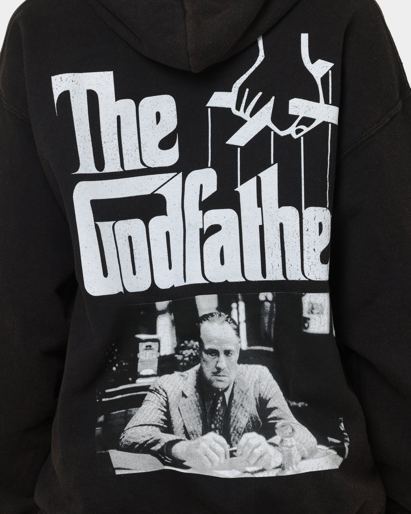 The Godfather Vintage Hoodie - Black Wash Distressed Style | American Thrift Retro Hooded Sweatshirt | Perfect for Movie Fans, Streetwear & Casual Outfits