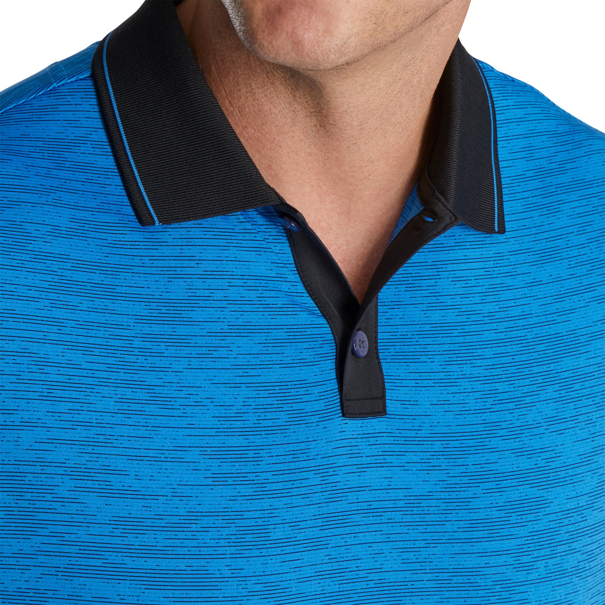 FootJoy Broken Pinstripe Lisle French Blue Men's Golf Polo Shirt - Moisture-Wicking & UV Protection for Comfortable Golfing & Outdoor Activities