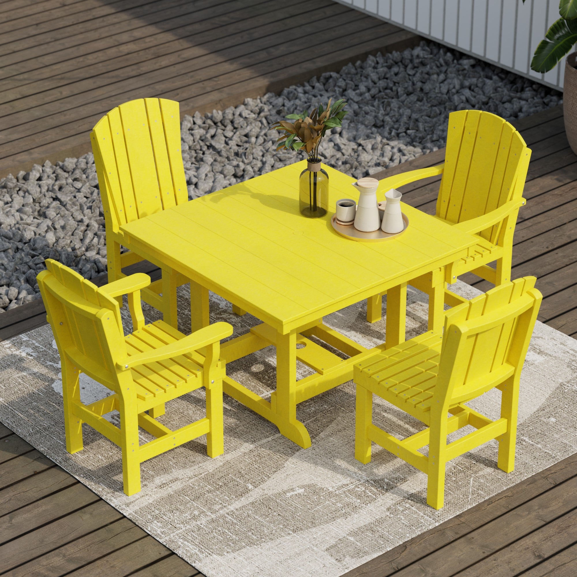 Heritage 5-Piece 44x44 Inch Square Outdoor Dining Set with Cushions - Perfect for Patio, Garden, and Backyard Entertaining