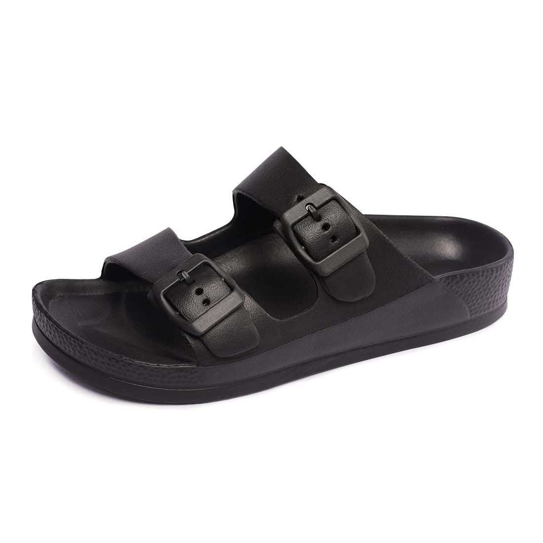 LM Women's Adjustable EVA Flat Sandals - Comfortable Double Buckle Slides for Beach, Pool & Summer Walking | Breathable Casual Outdoor Shoes