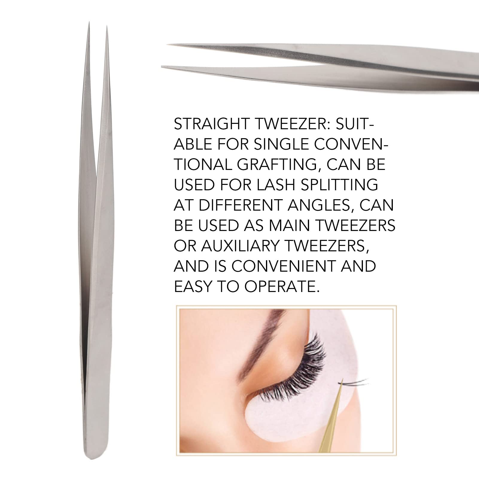 Premium Eyelash Tweezers - High Precision Lash Extension Tweezers for Professional Salon Use | Straight Tip Design | Perfect for Eyelash Extensions, False Lashes & Makeup Application