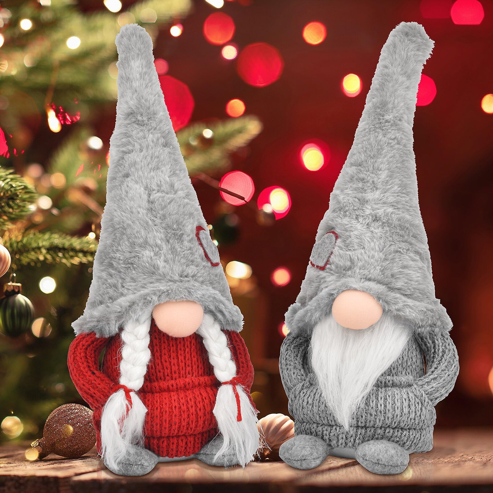 Handmade Pair of Gnome Gonk Dolls - Cute Tomte Dwarf House Decor for Christmas, Valentine's Day, Easter - Perfect Gift for Home, Garden, and Holiday Decorations