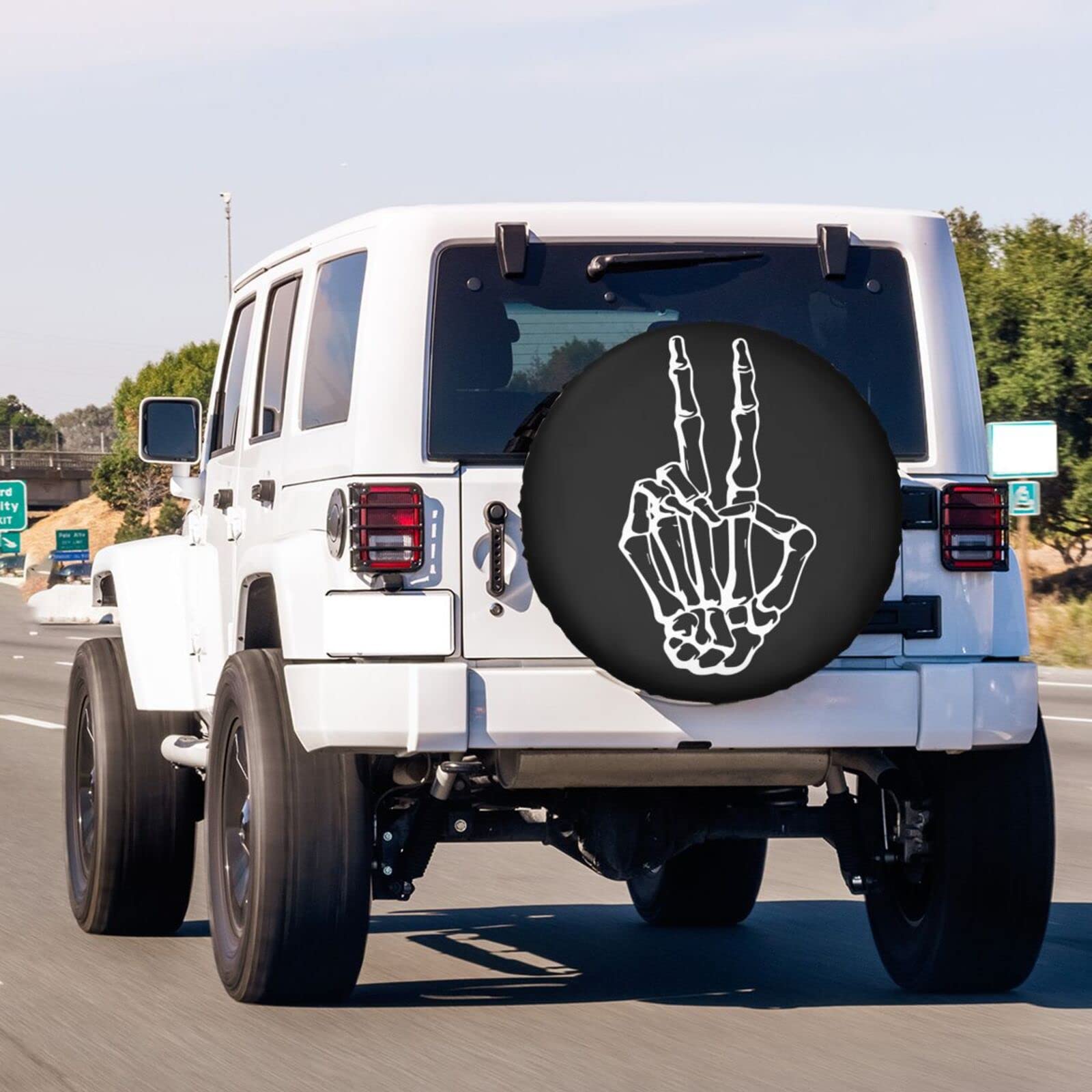**Foruidea 16 Inch Skeleton Peace Spare Tire Cover - Dust-Proof Wheel Cover for Trailer, RV, SUV & More | Perfect for Outdoor Adventures & Road Trips**