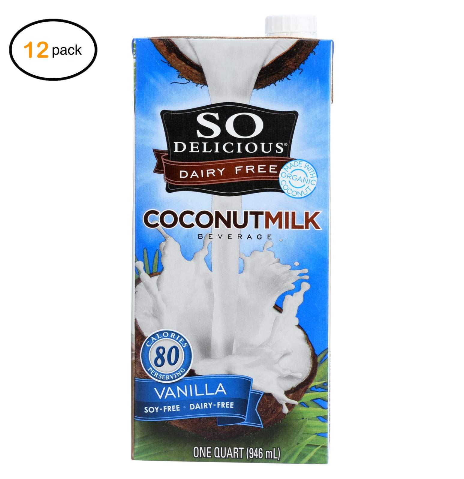 Delicious Coconut Milk Beverage Vanilla Flavor - Case of 12 (32 Fl Oz Each) - Bulk Purchase for Smoothies, Coffee Creamer & Vegan Recipes