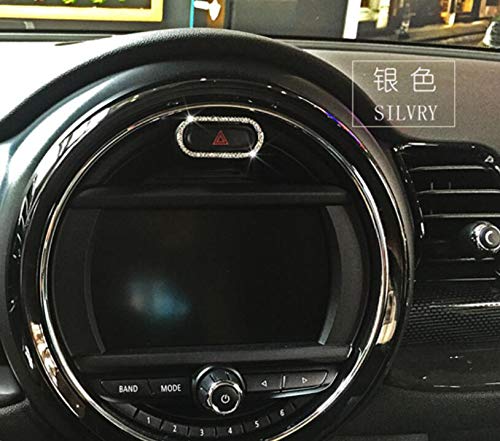 Mini Cooper Accessories - Silver Warning Light Button Sticker | Car Interior Bling Decor for Women | Perfect for Customizing & Personalizing Your Mini Cooper Dashboard