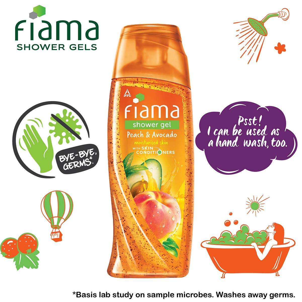 Fiama Patchouli & Macadamia Pure Indulgence Shower Gel 250ml + Peach & Avocado Moisturizing Shower Gel 250ml - Natural Skin Conditioners for Soft, Hydrated Skin | Perfect for Daily Shower & Spa Relaxation at Home