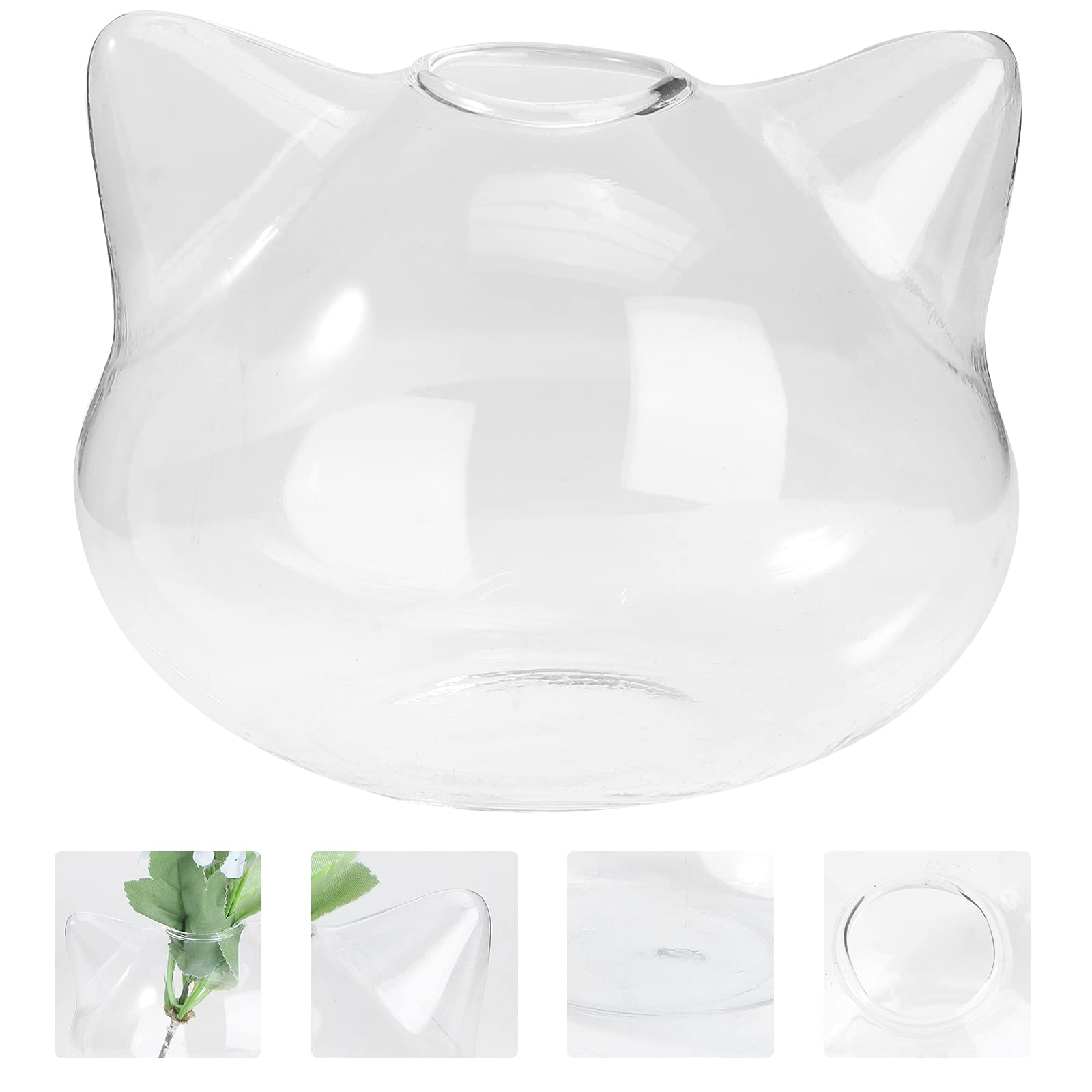 ARTIBETTER 1pc Glass Cat Vase for Indoor Plants - Perfect for Succulents, Small Flowers & Home Decor in Living Room, Office or Bedroom